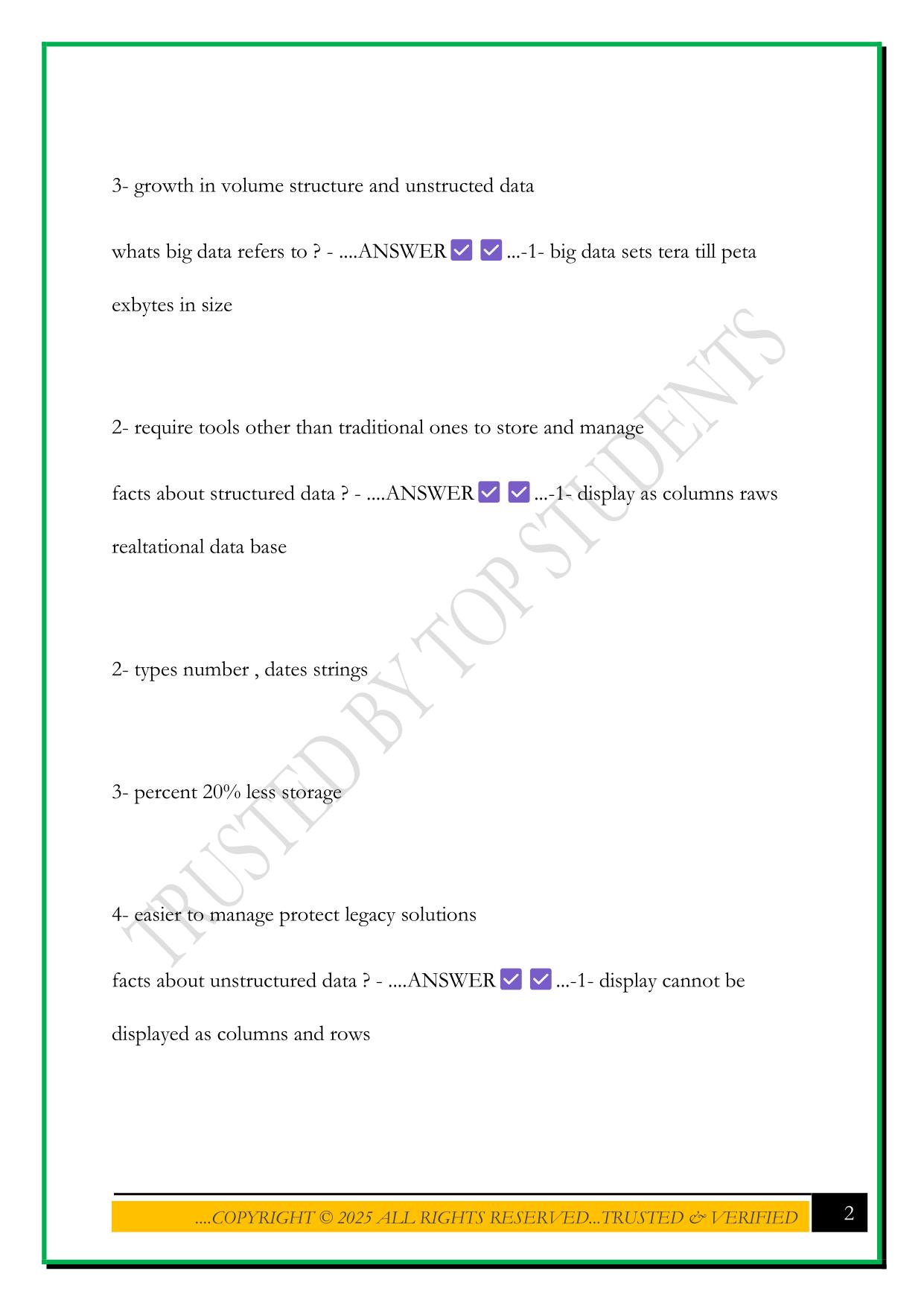 BIG DATA CHAPTER 6 EXAM 2025 QUESTIONS AND ANSWERS