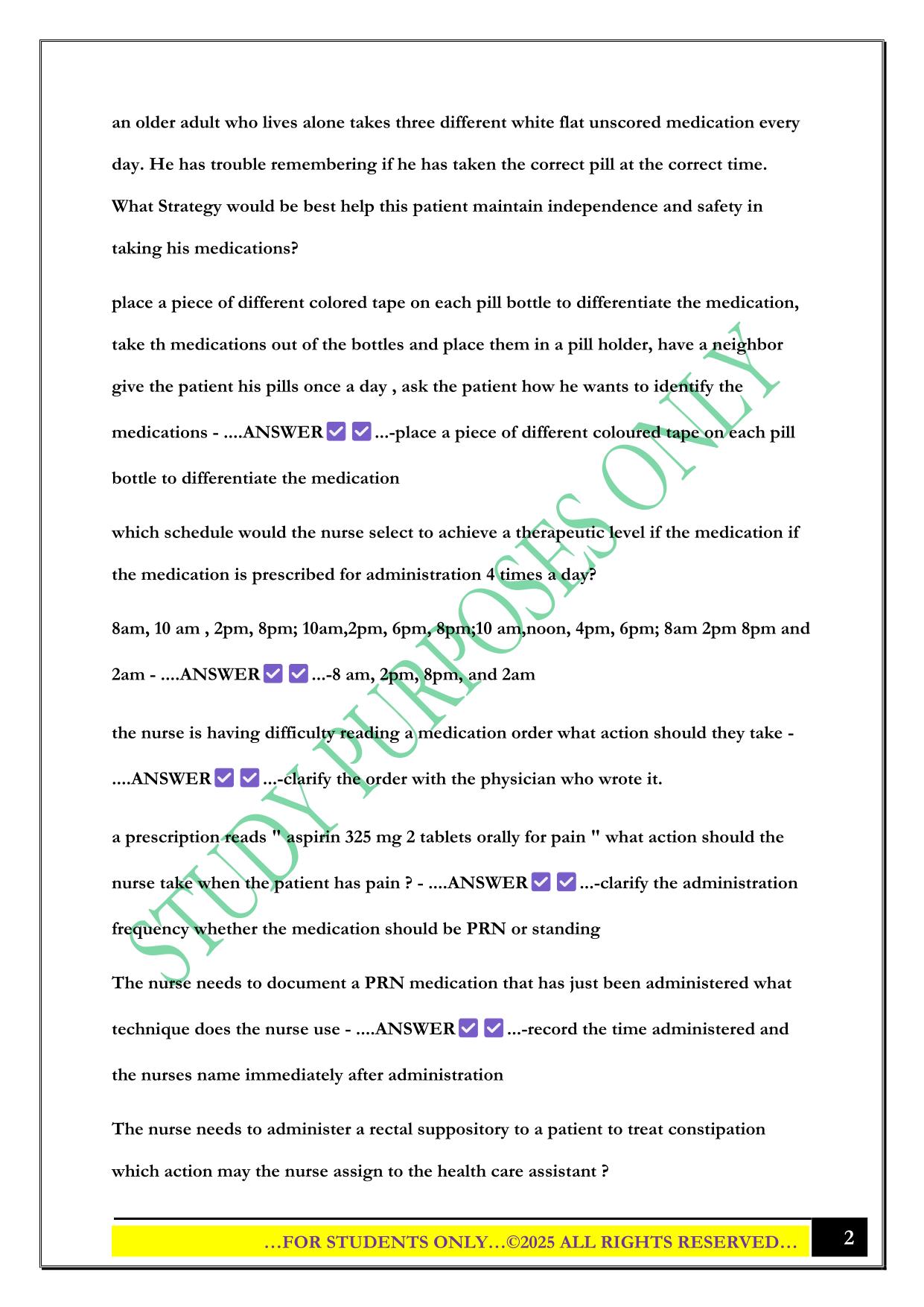 FINAL EXAM PN 1006 2025 QUESTIONS AND ANSWERS