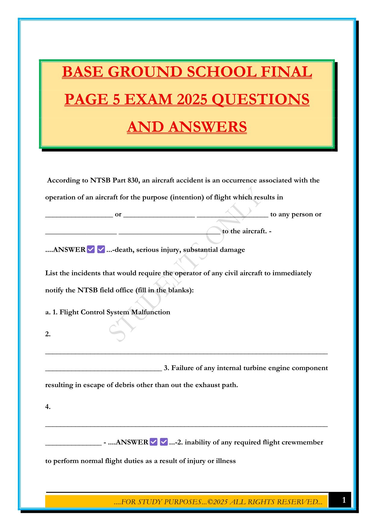 BASE GROUND SCHOOL FINAL PAGE 5 EXAM 2025 QUESTIONS AND ANSWERS