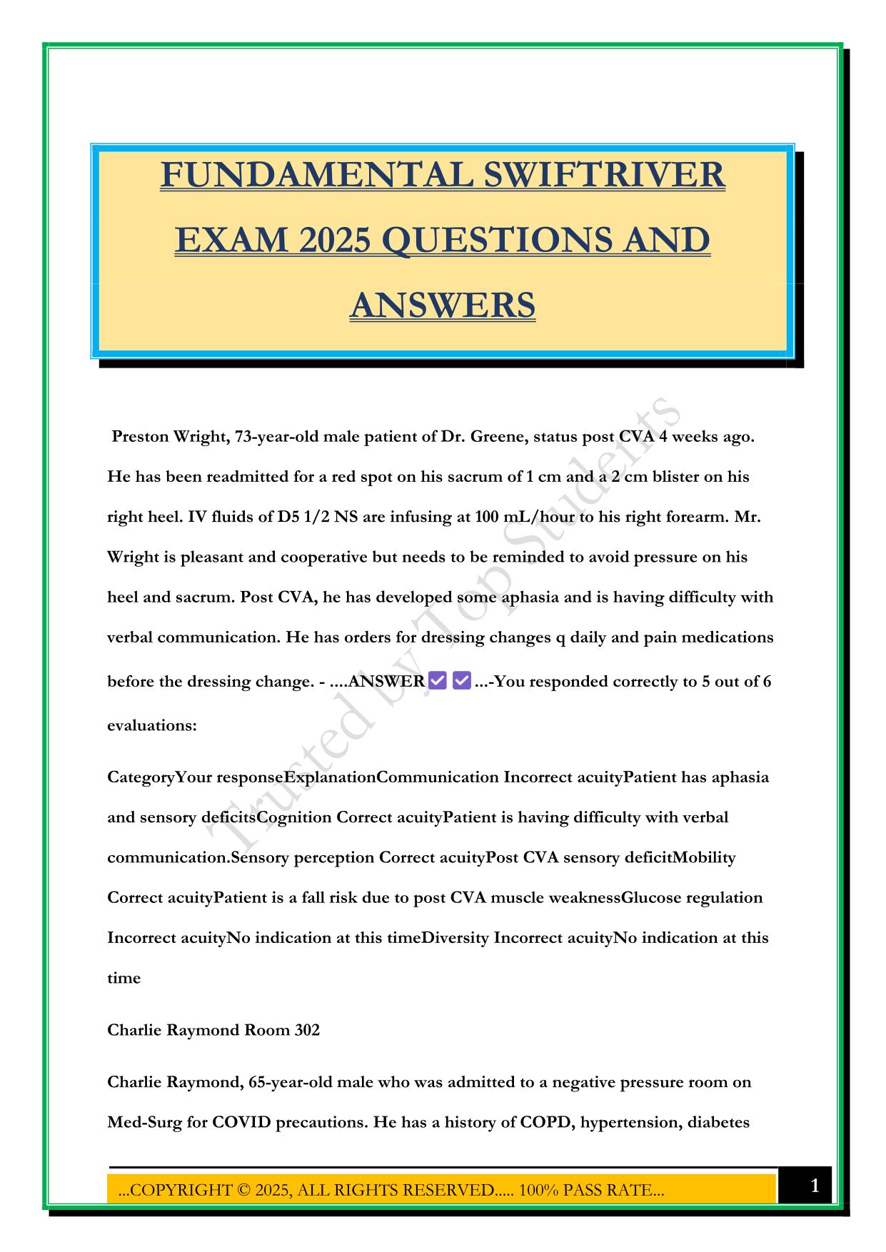 FUNDAMENTAL SWIFTRIVER EXAM 2025 QUESTIONS AND ANSWERS