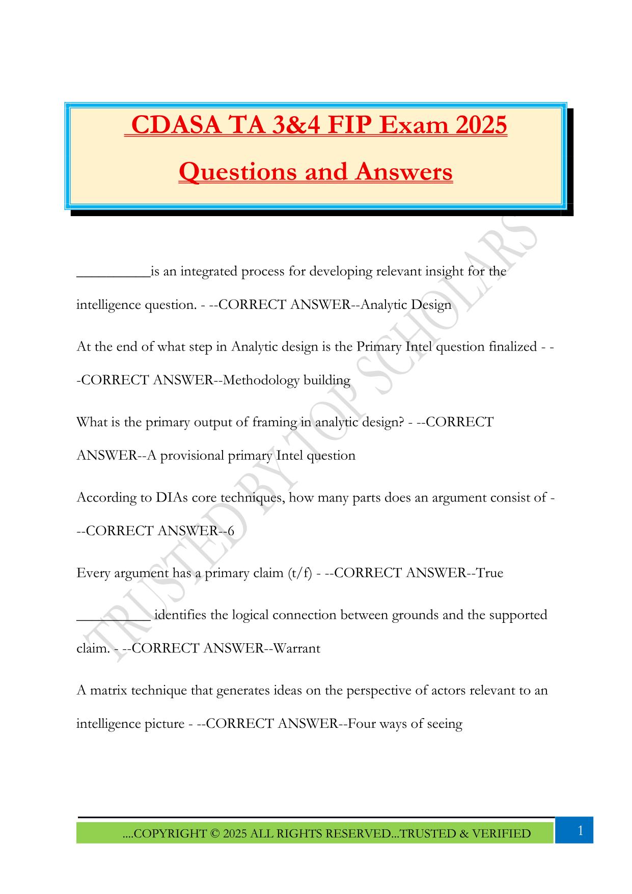 CDASA Fall 2025 Bundled Exams Questions and Answers |100% Pass Verified and Updated