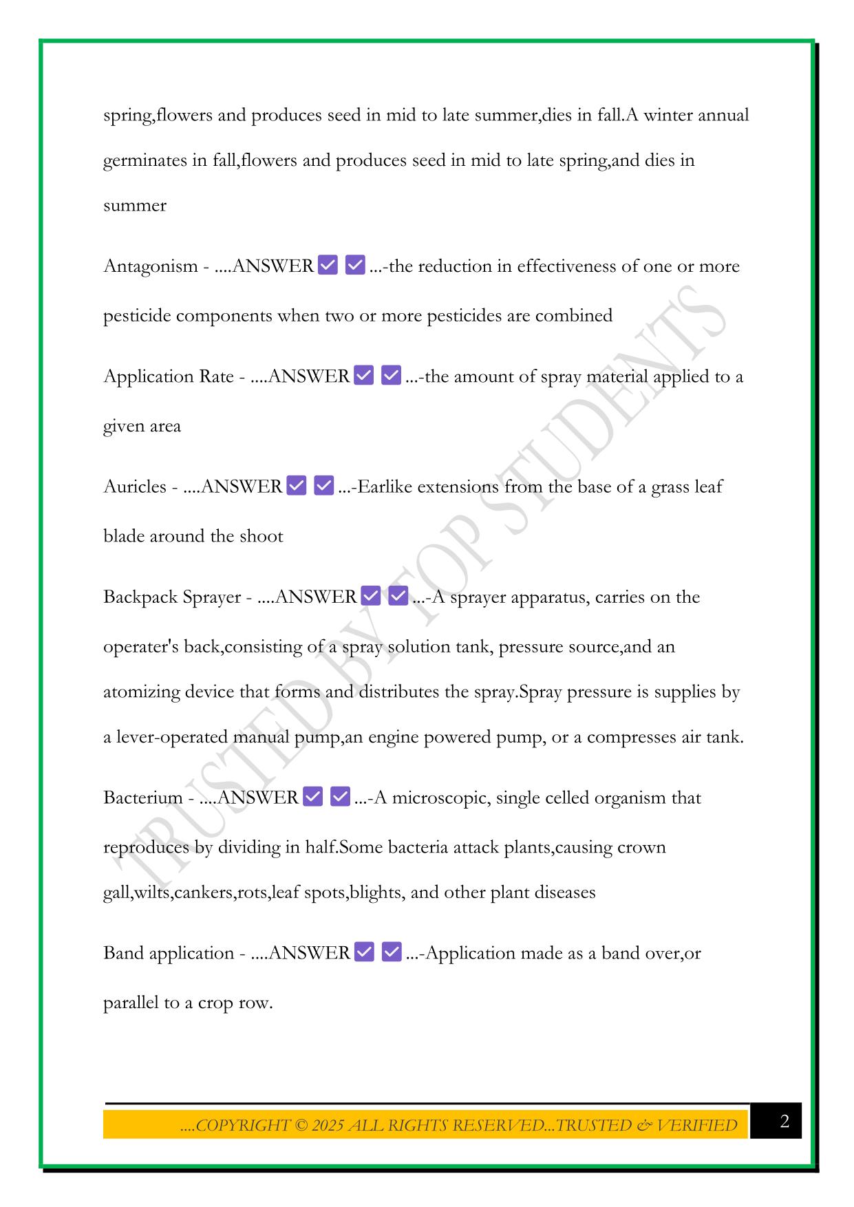 ILLINOIS TURF PESTICIDE TEST 2025 QUESTIONS AND ANSWERS