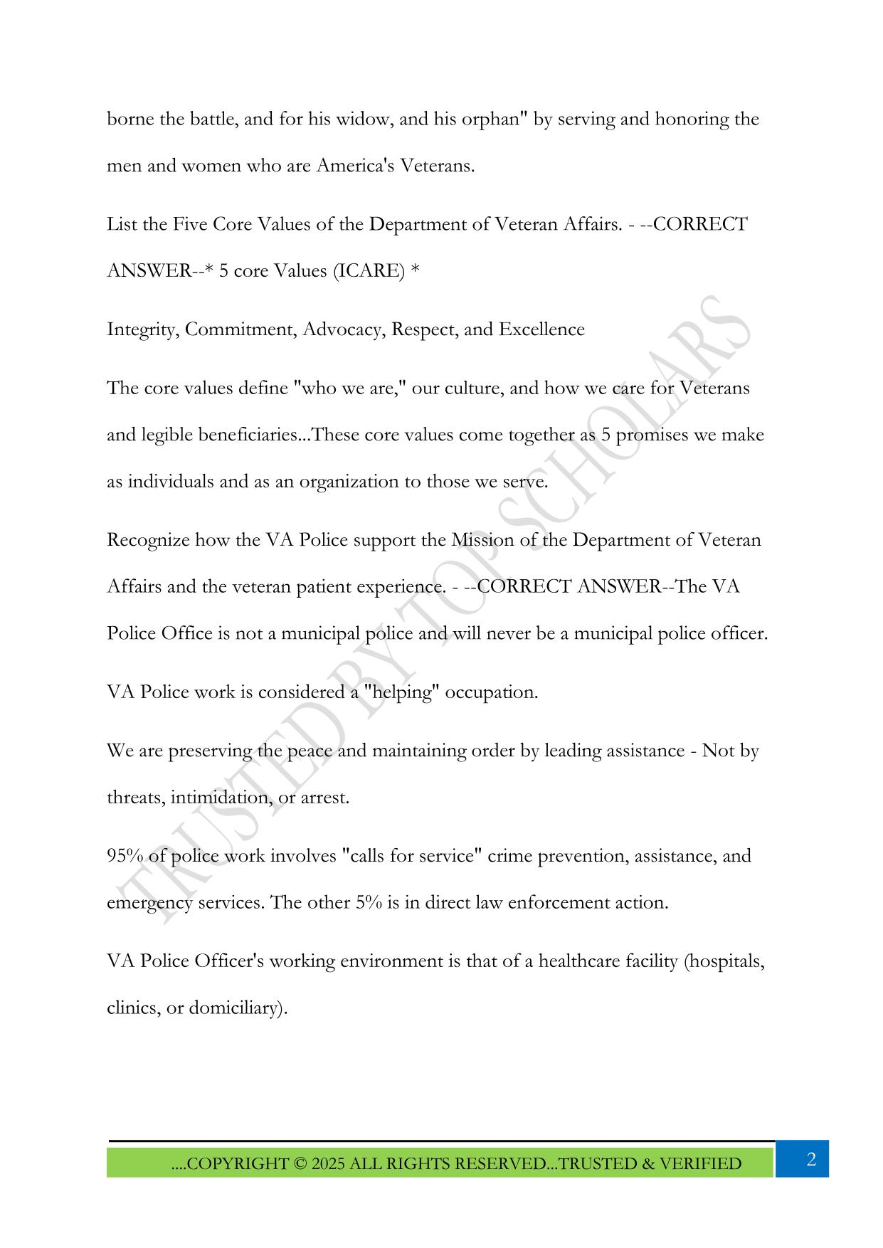 VA POST Week 1 EPO's Exam 2025 Questions and Answers