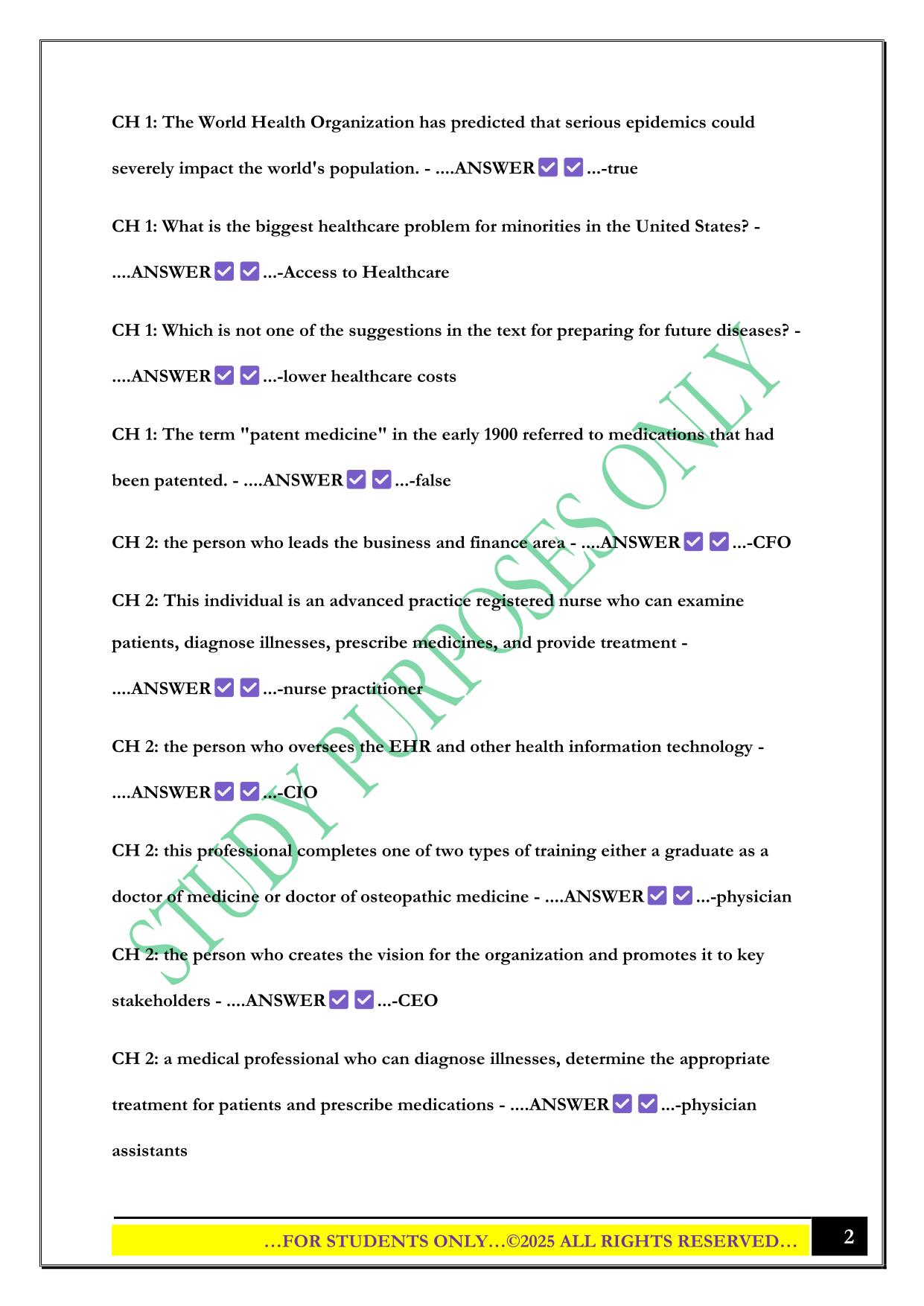 U.s health care systems midterm Exam 2025 Questions and Answers