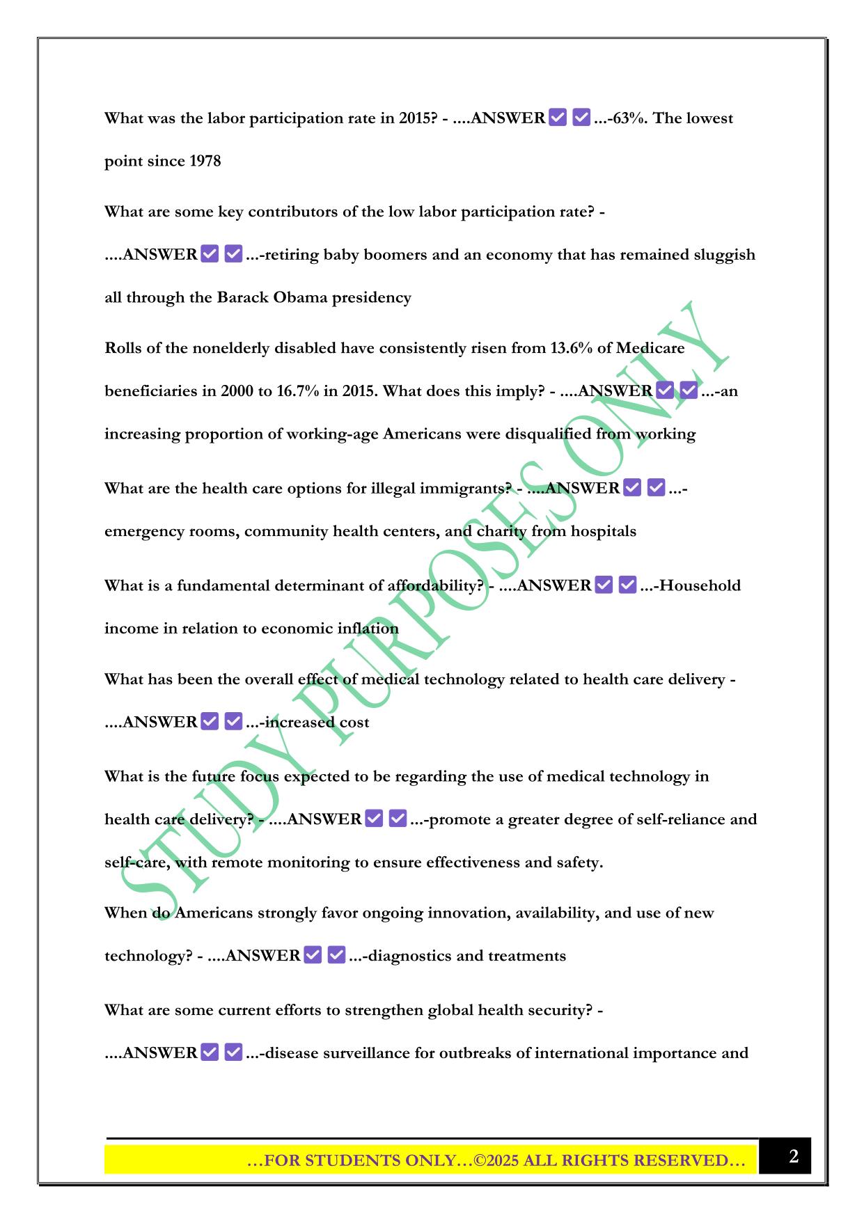 Essentials of U.S. Healthcare - Chapter 14: The Future of Health Services Delivery Exam 2025 Questions and Answers