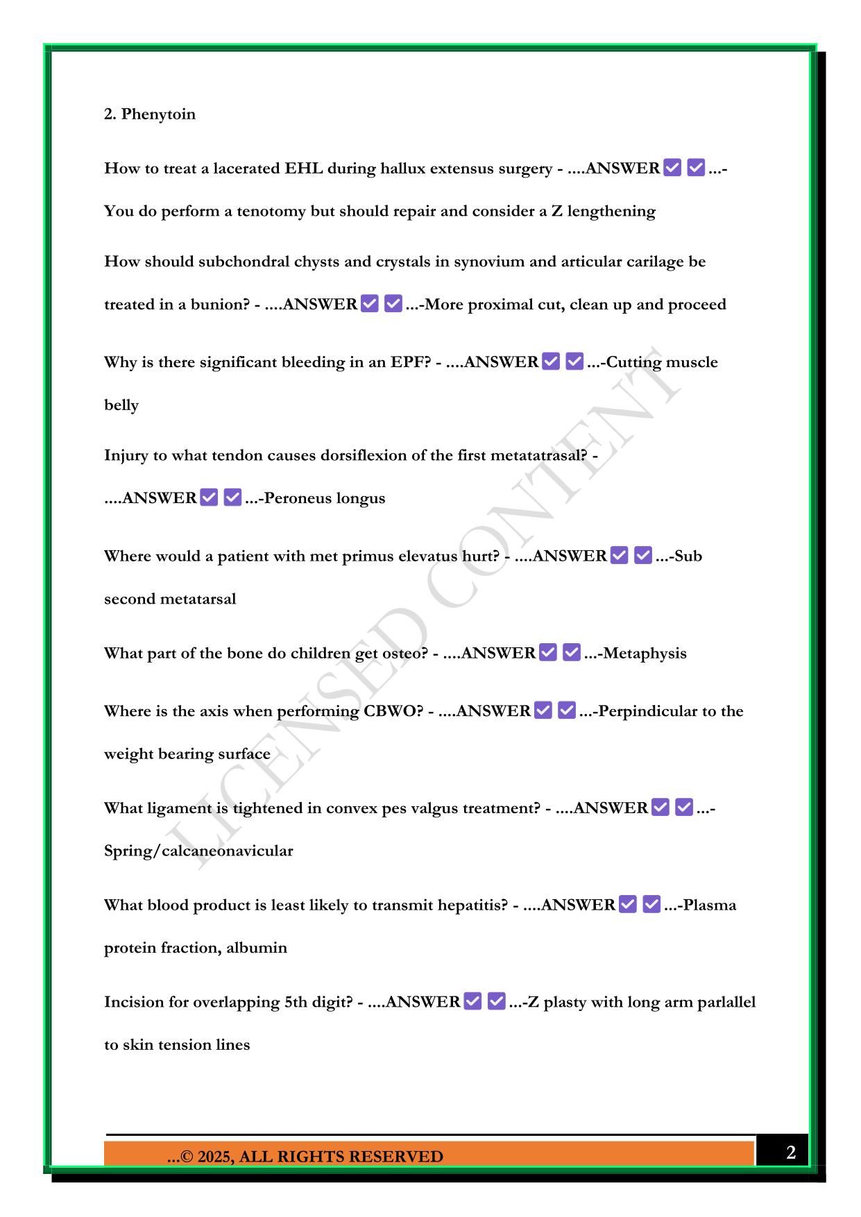 ABFAS: GTQS FOREFOOT EXAM 2025 QUESTIONS AND ANSWERS