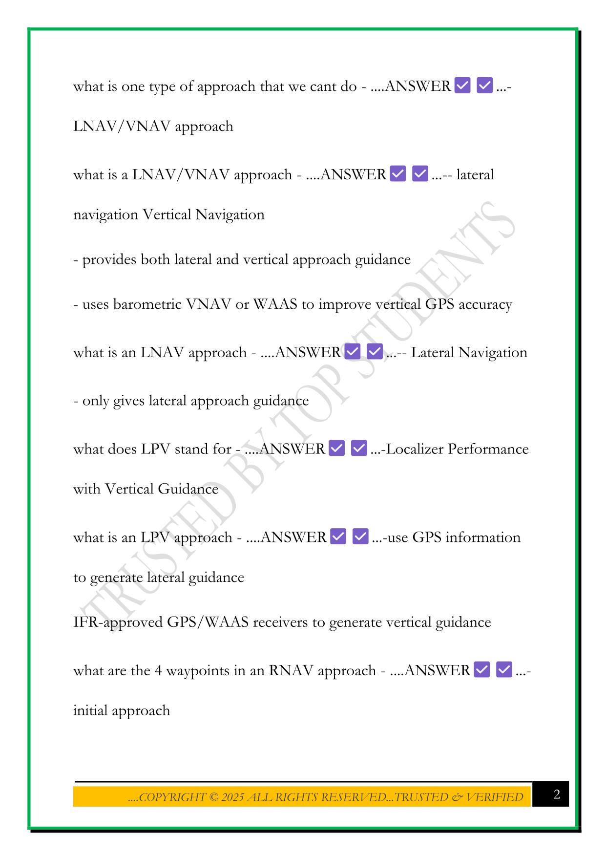 AVIONICS QUIZ 2 2025 QUESTIONS AND ANSWERS