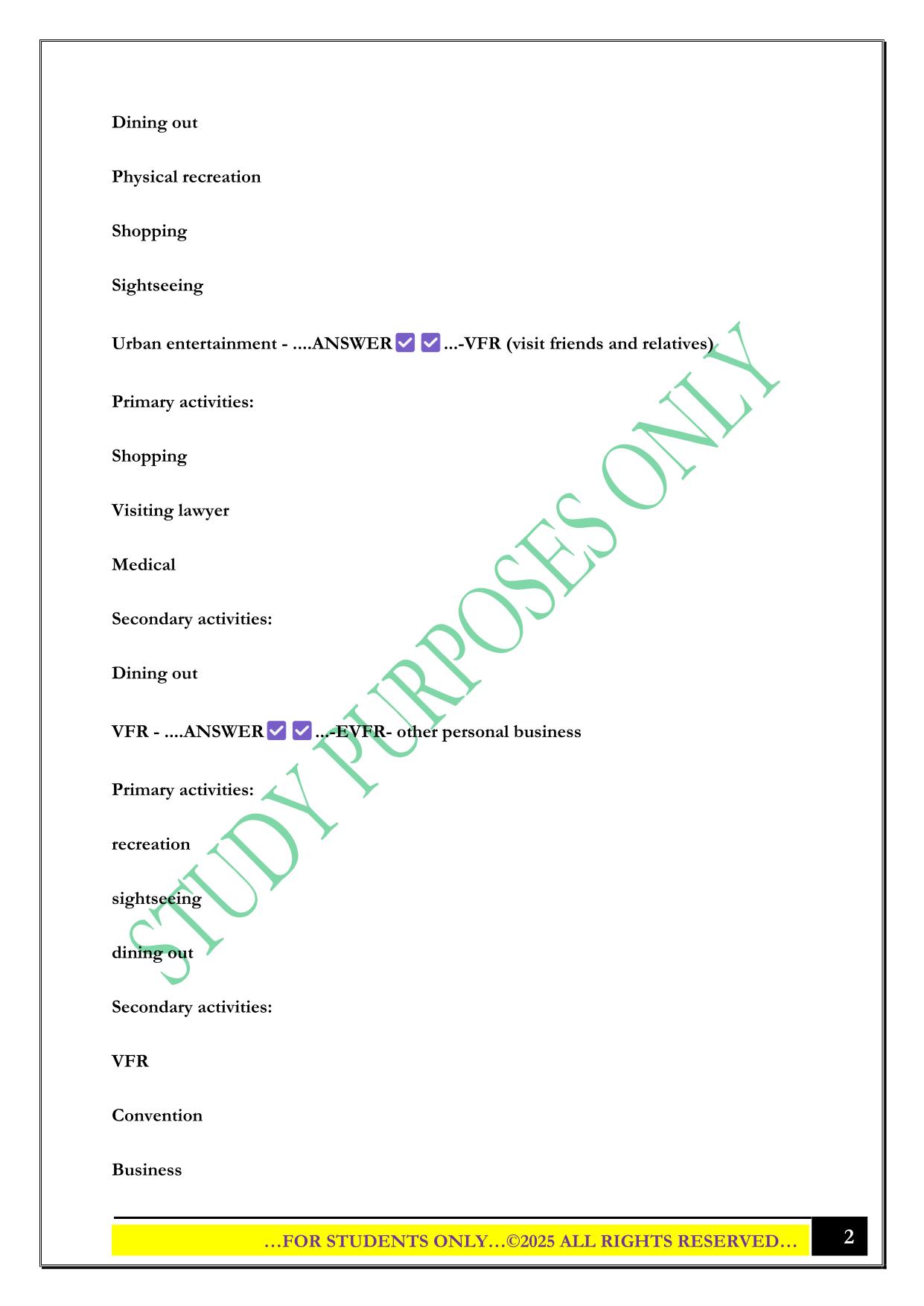 Introduction to Travel & Tourism Exam 2 2025 Questions and Answers