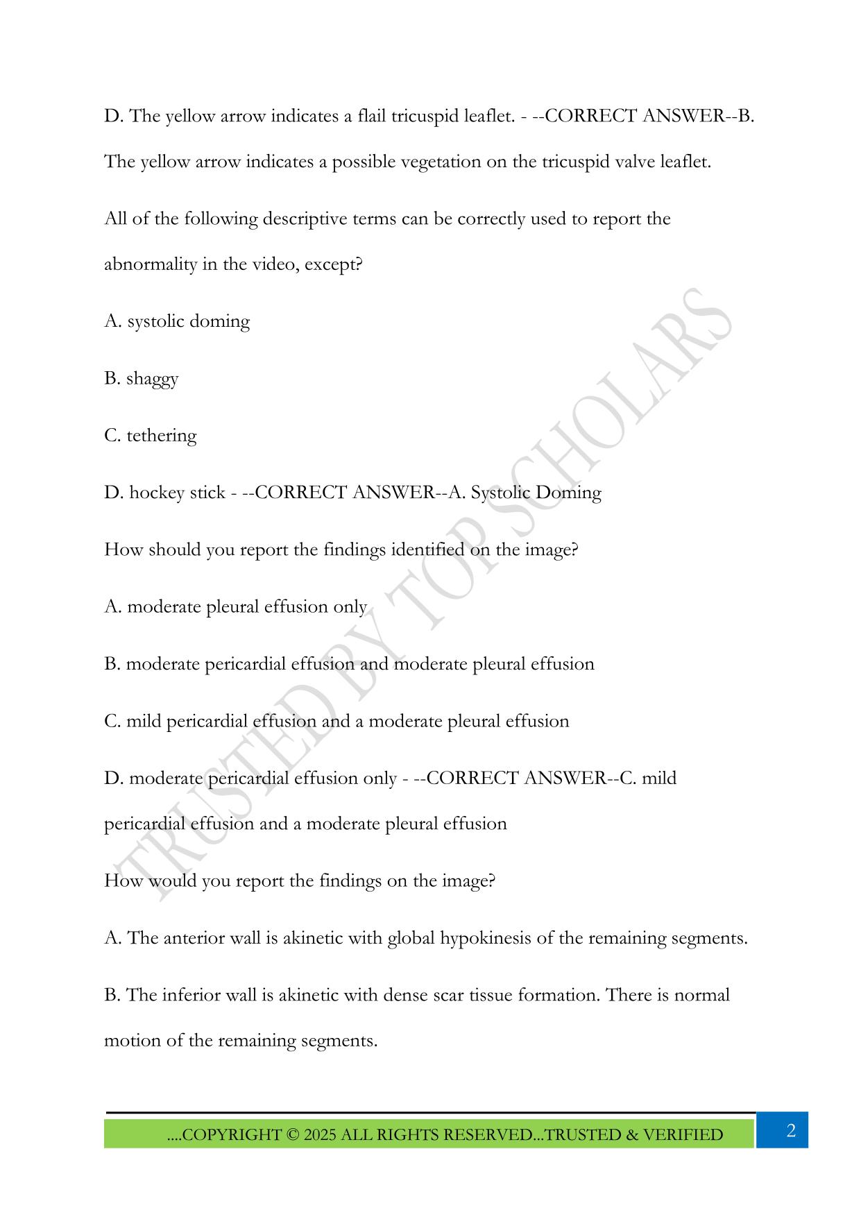 CCI ADULT ECHO CTL POST- PROCEDURE (7%) Exam 2025 Questions and Answers