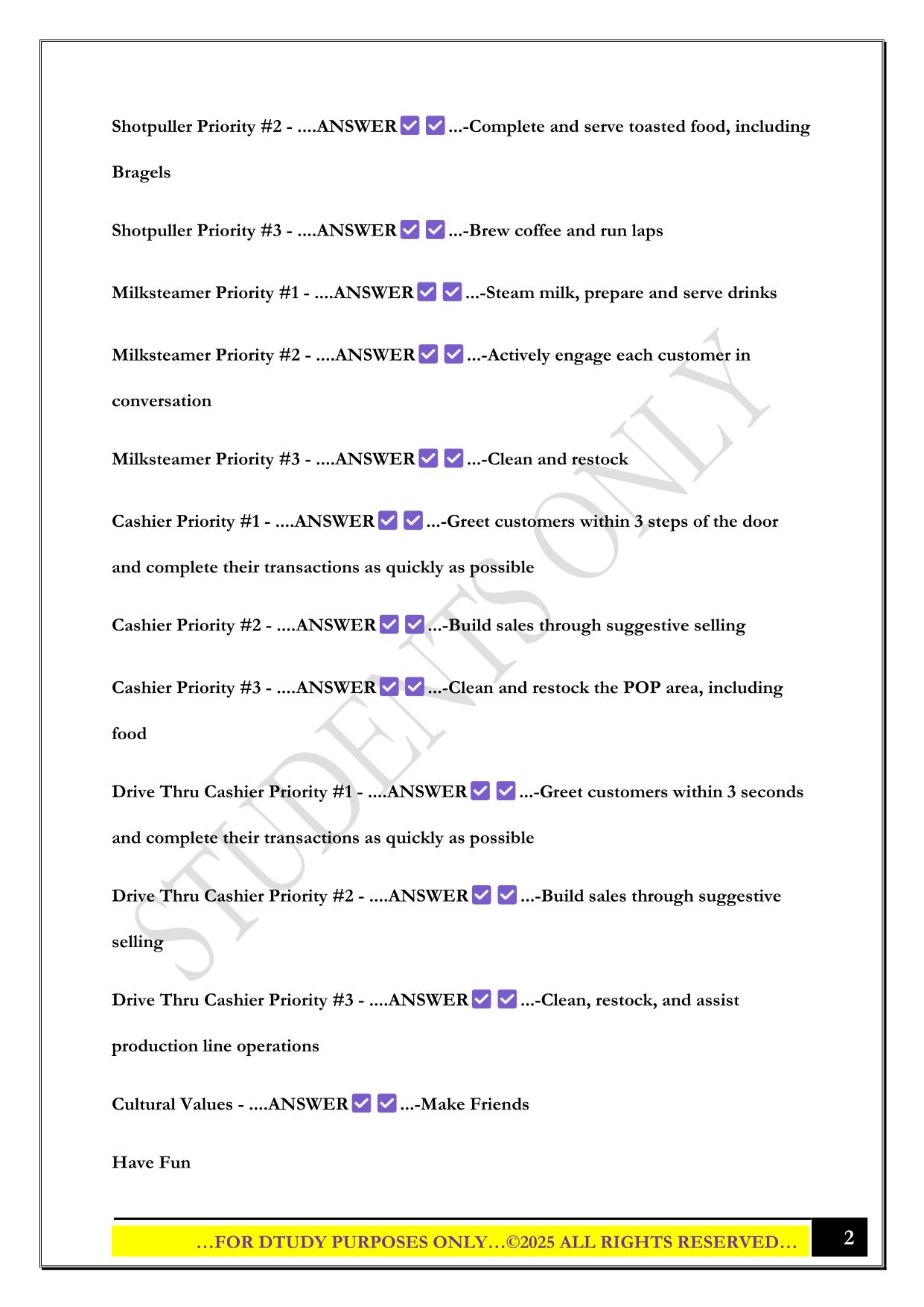 BIGGBY COFFEE TRAINING EXAM 2025 QUESTIONS AND ANSWERS