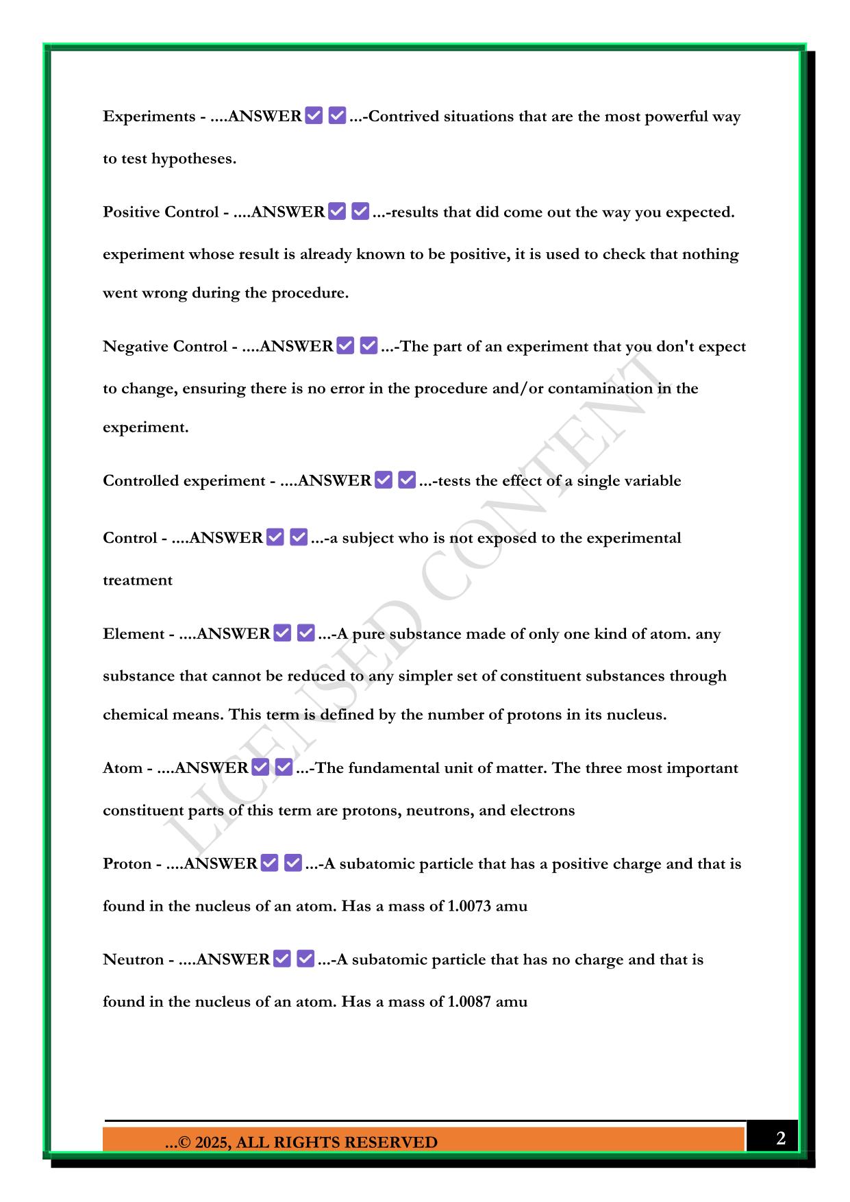 BIO 100: LECTURE QUIZ 1 2025 QUESTIONS AND ANSWERS