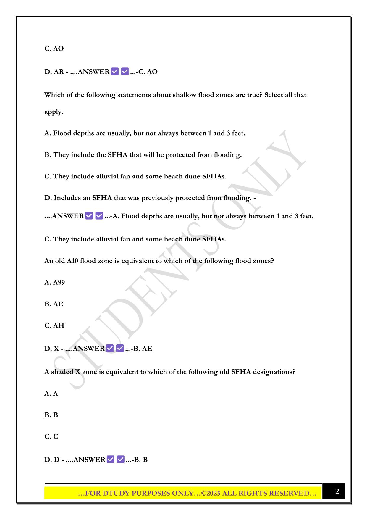 FLOODPLAIN MANAGEMENT - EXAM 1 (2/2) 2025 QUESTIONS AND ANSWERS