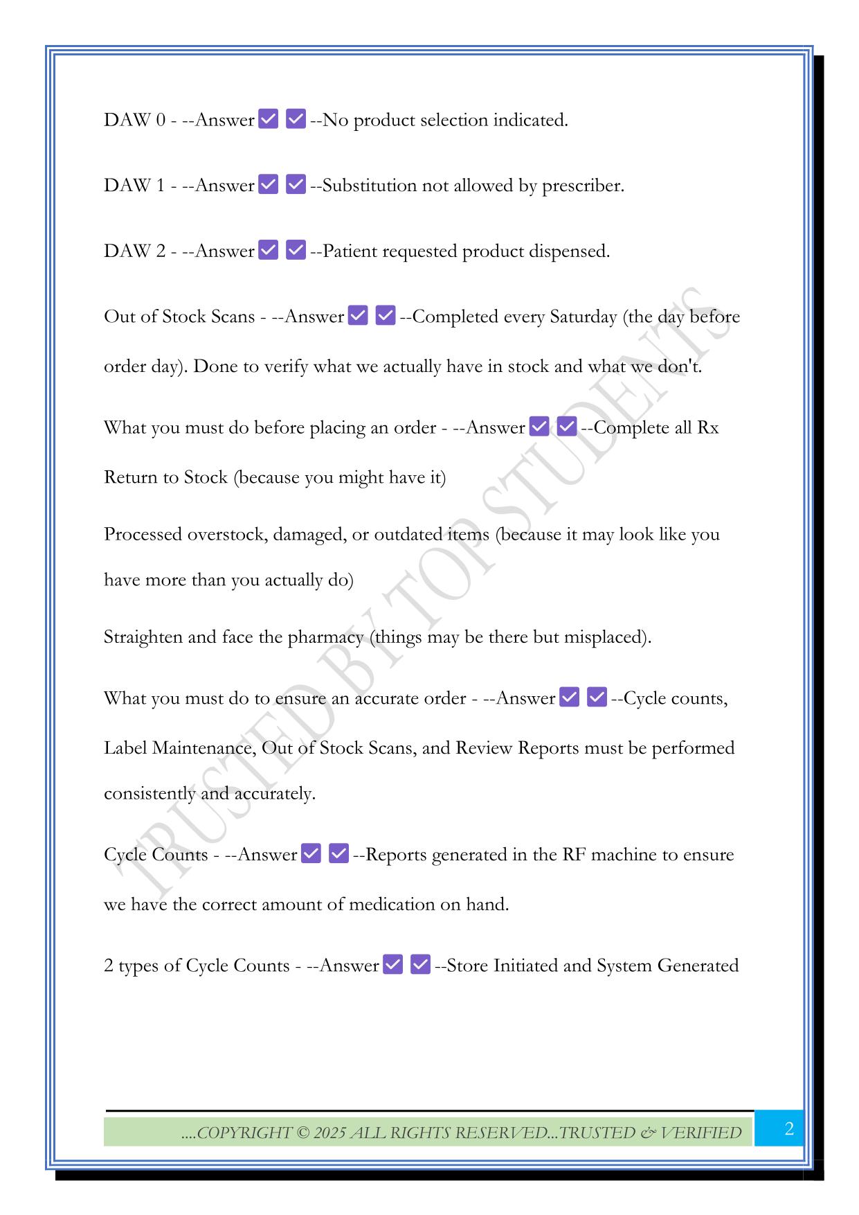 CVS Pharmacy Technician Exam 2025 Questions and Answers