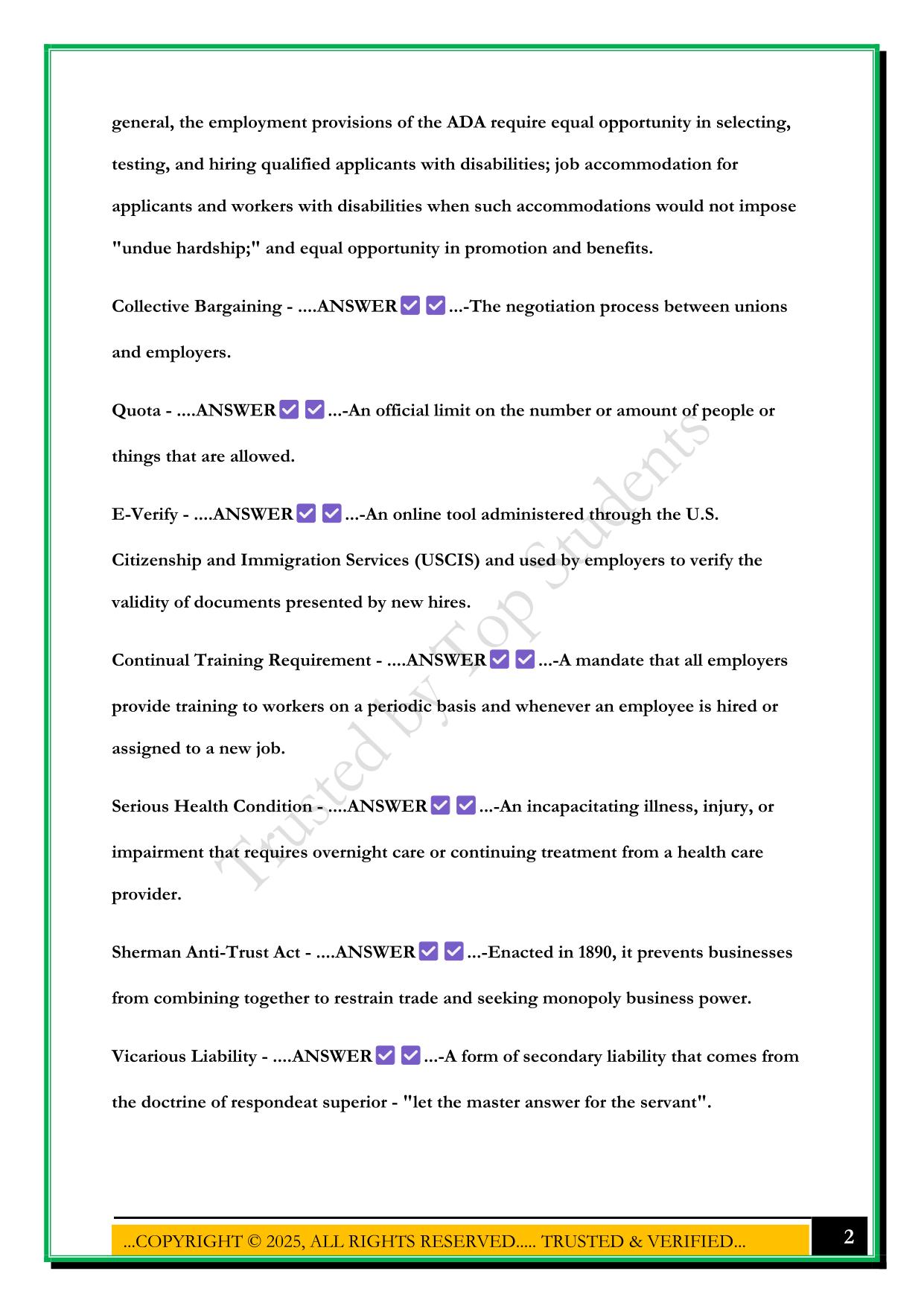 WGU EMPLOYMENT LAW C233 EXAM 2025 QUESTIONS AND ANSWERS