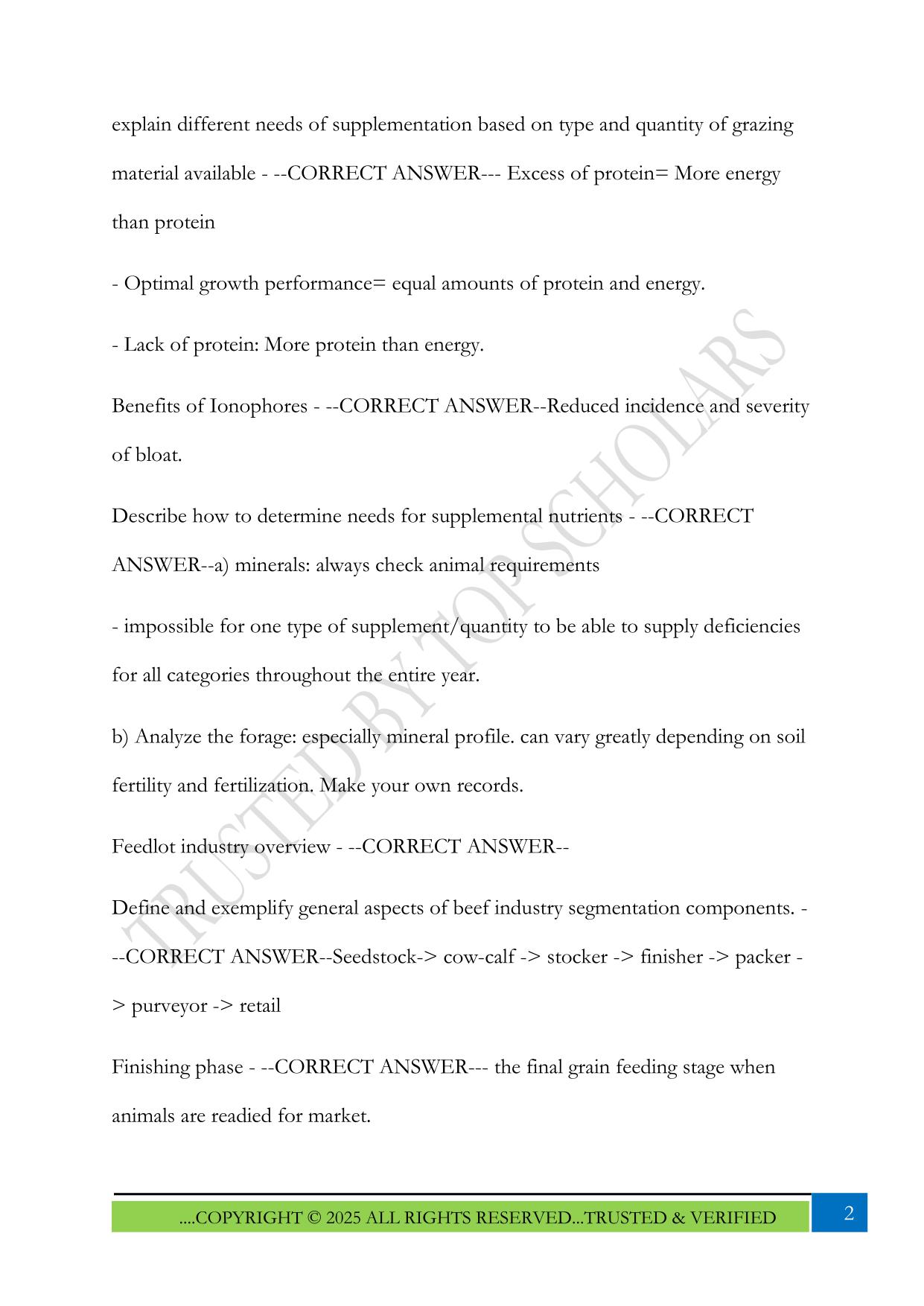 ANSC 4405 - Exam 3 2025 Questions and Answers