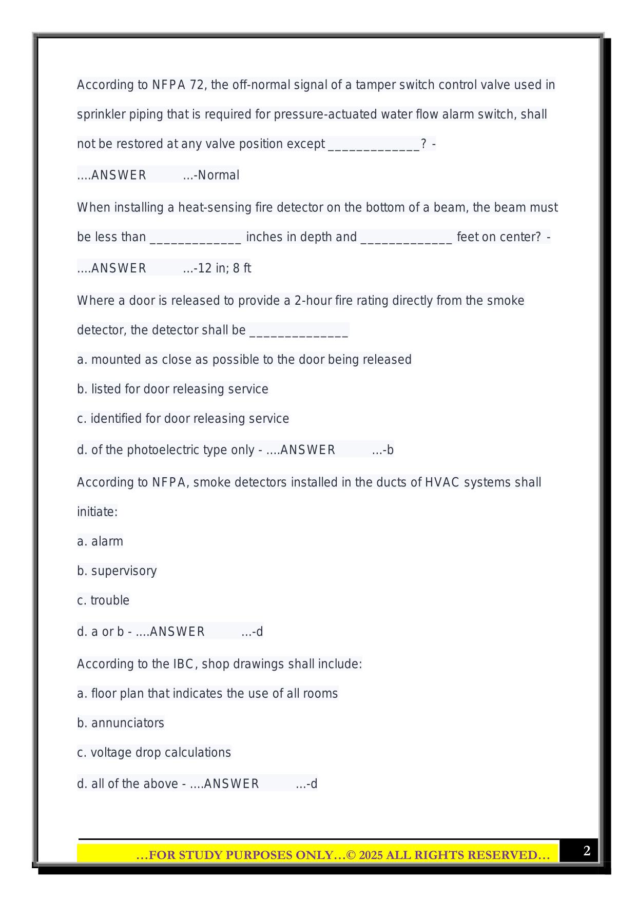 NICET - Fire Alarm Systems (Level 2) Exam 2025 Questions and Answers