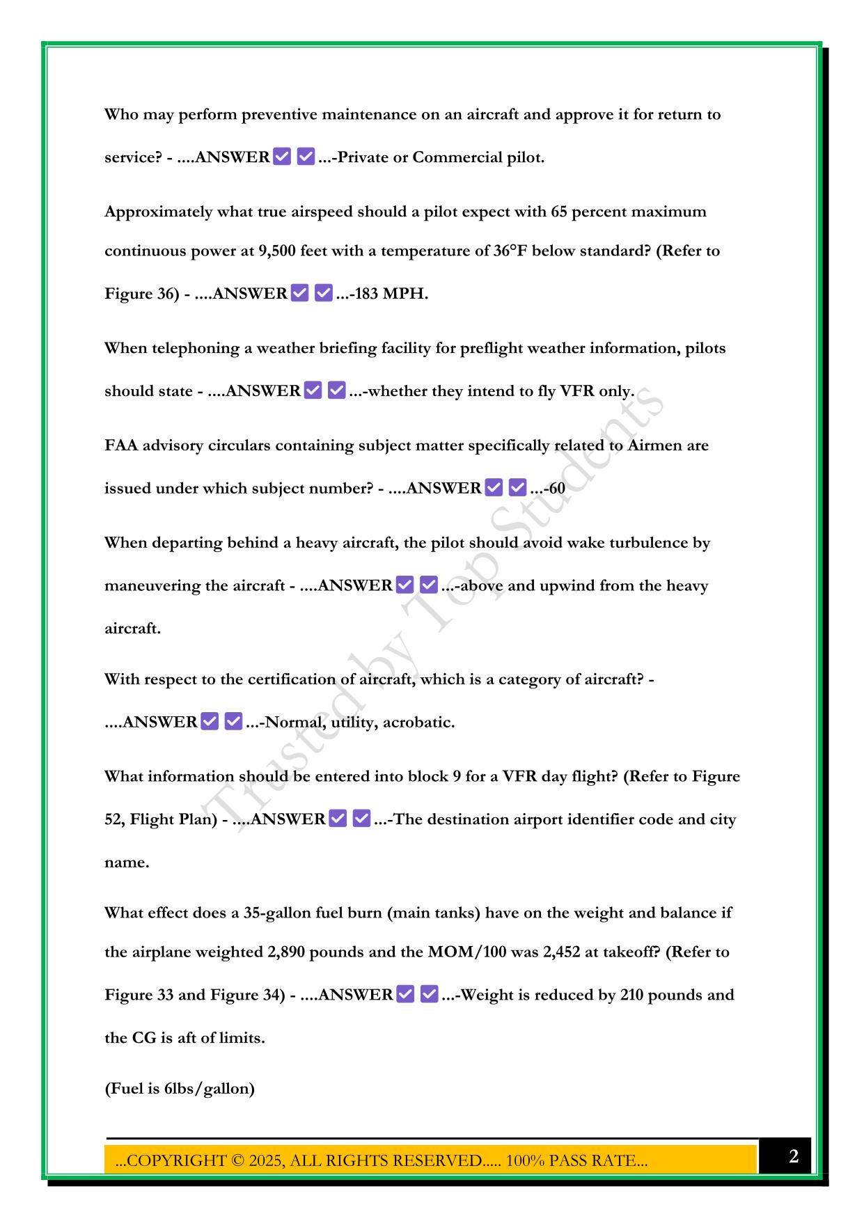 PRIVATE PILOT WRITTEN PRACTICE EXAM #1 2025 QUESTIONS AND ANSWERS