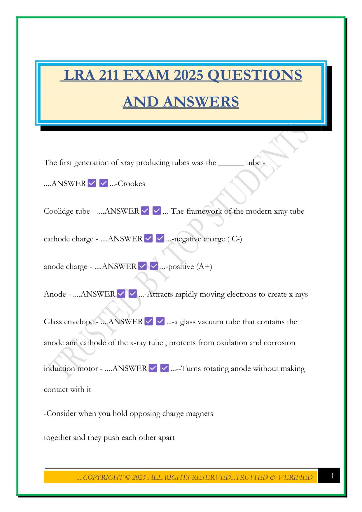LRA 211 EXAM 2025 QUESTIONS AND ANSWERS