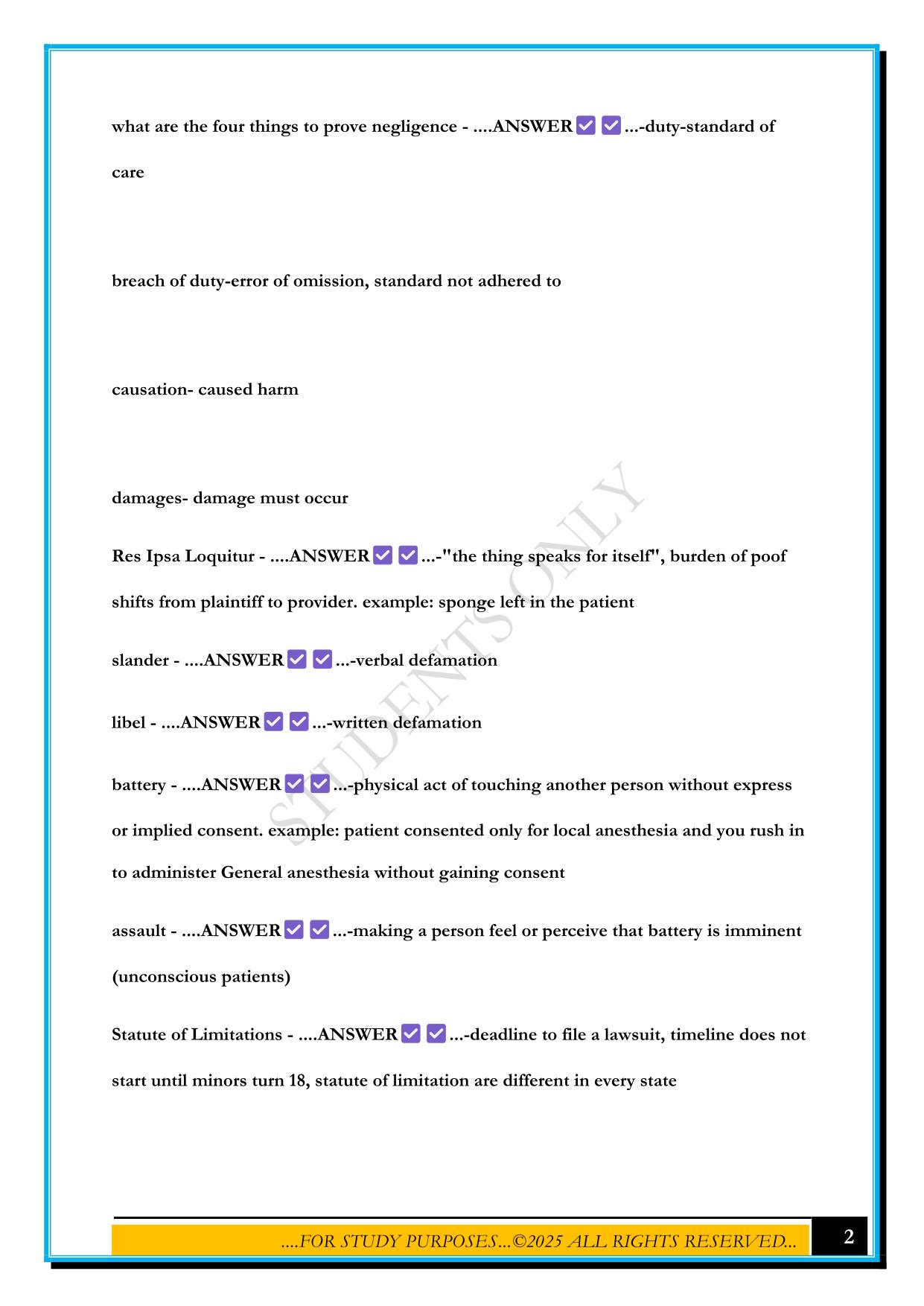 BASIC PRINCIPLES OF ANESTHESIA TEST 1 2025 QUESTIONS AND ANSWERS