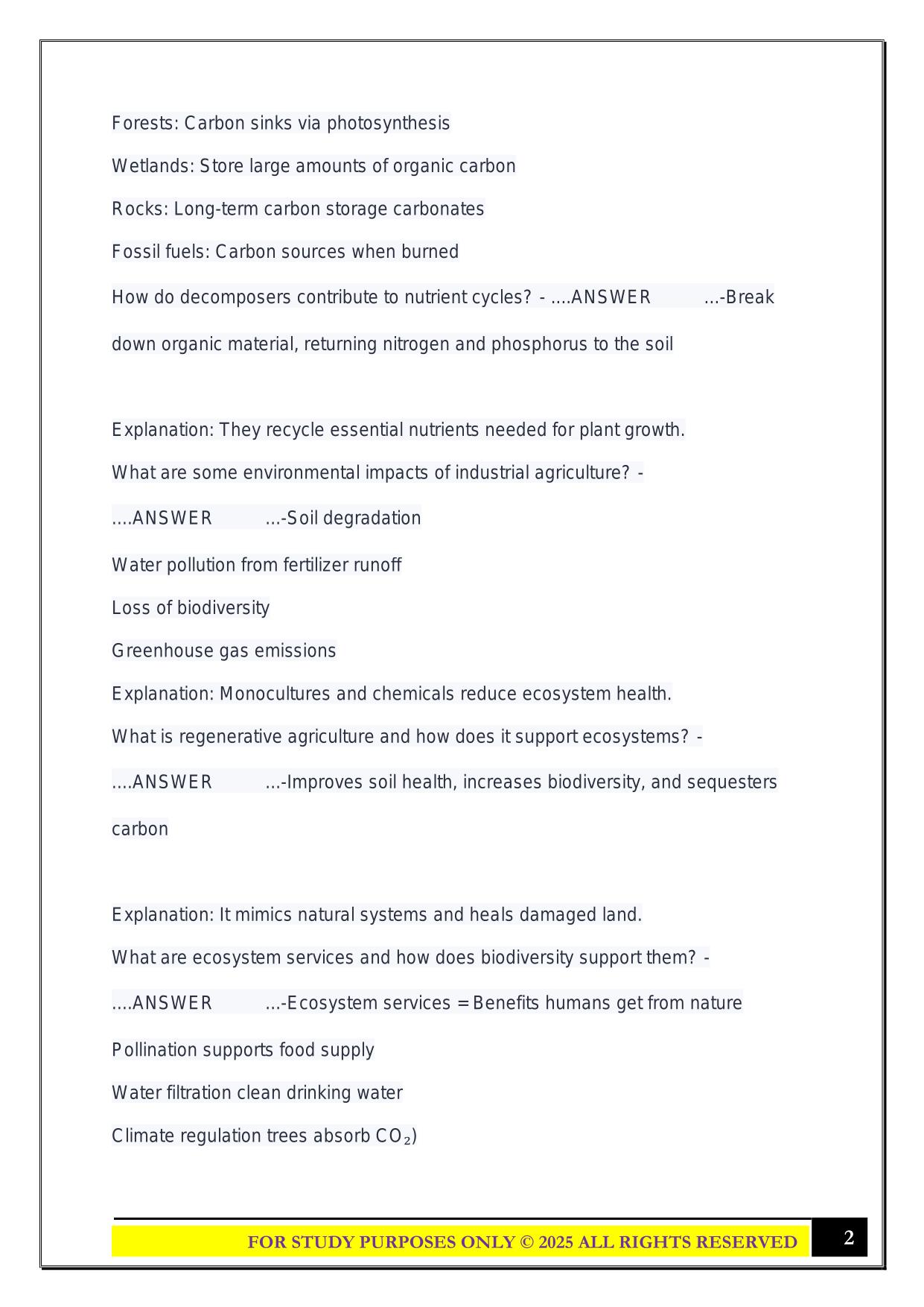 Bio 230 Final exam 2025 Questions and Answers