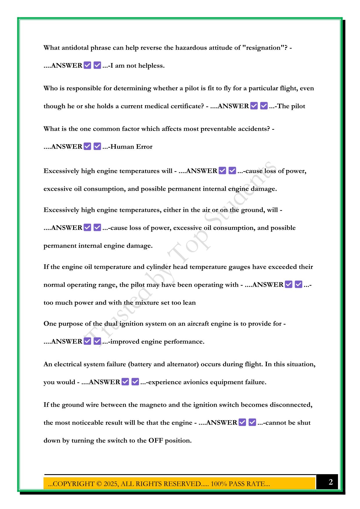 GROUND SCHOOL EXAM 1 2025 QUESTIONS AND ANSWERS