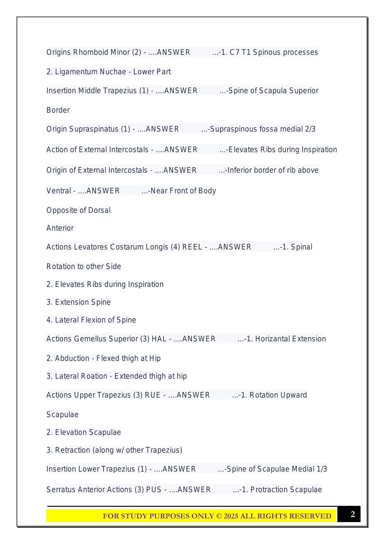 Pilates Anatomy Stott Exam 2025 Questions and Answers