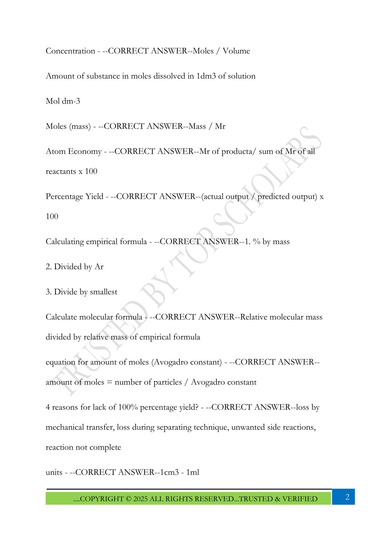 AQA A-Level Chemistry - Amount of Substance, Amount of Substance - AQA A-Level Chemistry Exam 2025 Questions and Answers