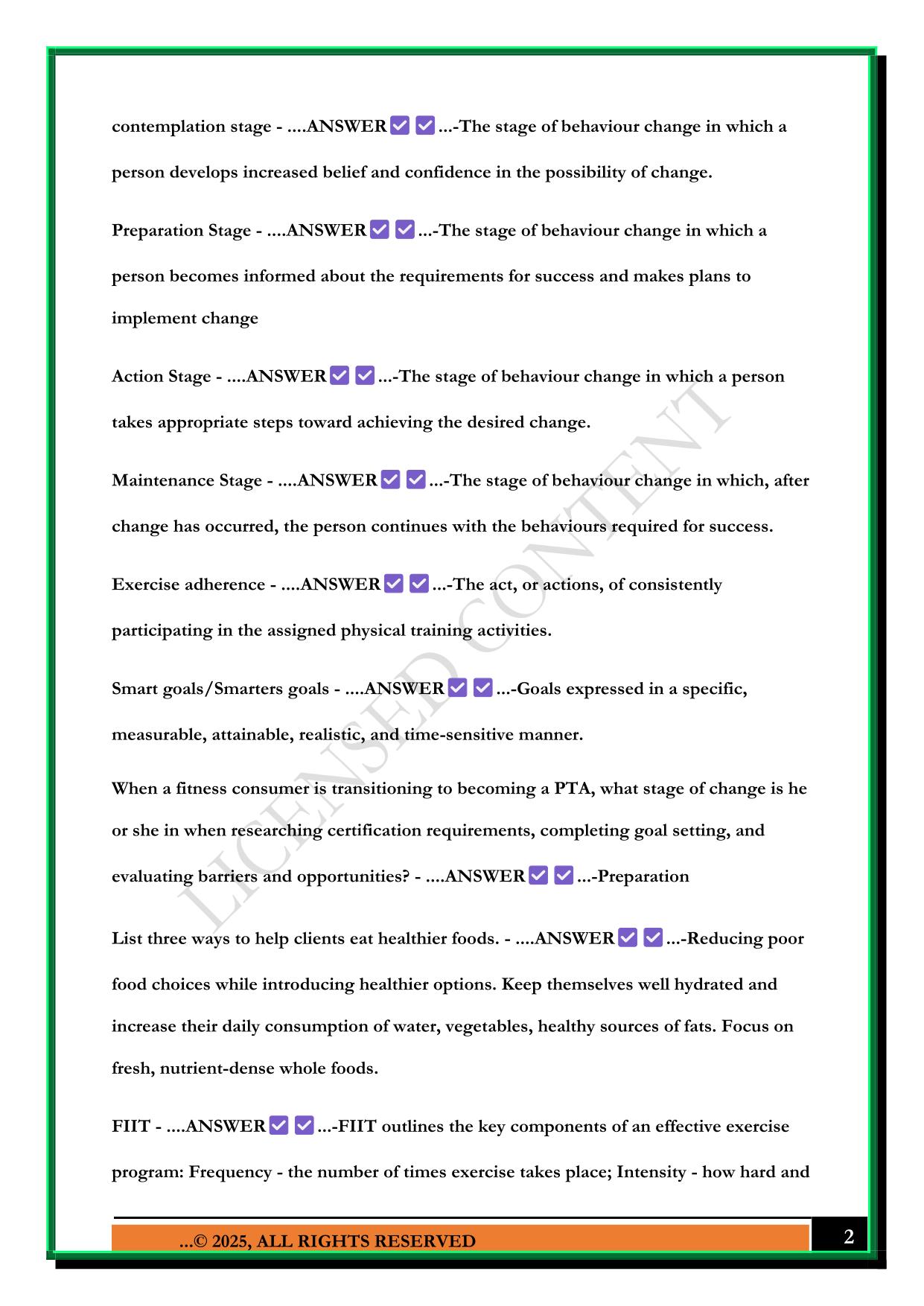 CANFITPRO PTS EXAM 2025 QUESTIONS AND ANSWERS