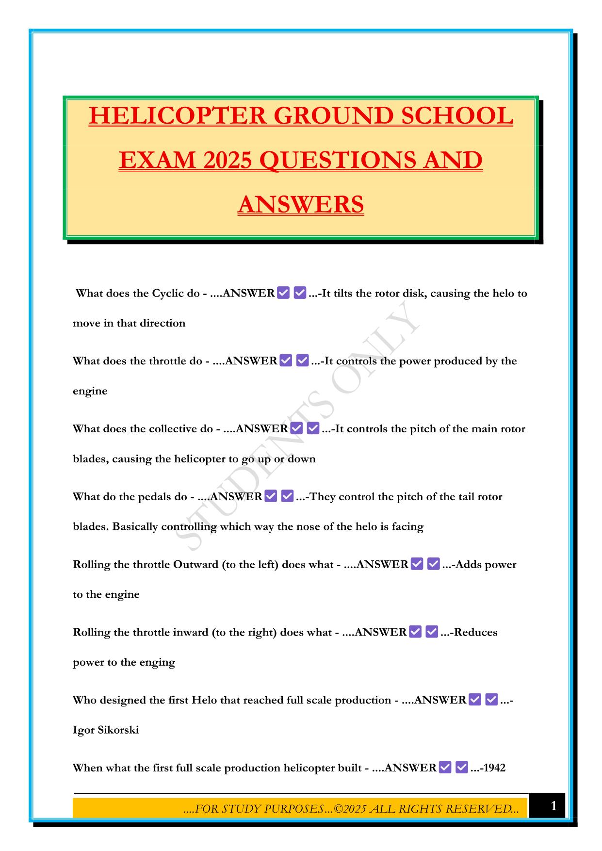 PRIVATE PILOT Bundled Exams 2025/2026 |Questions and Answers |100% Pass