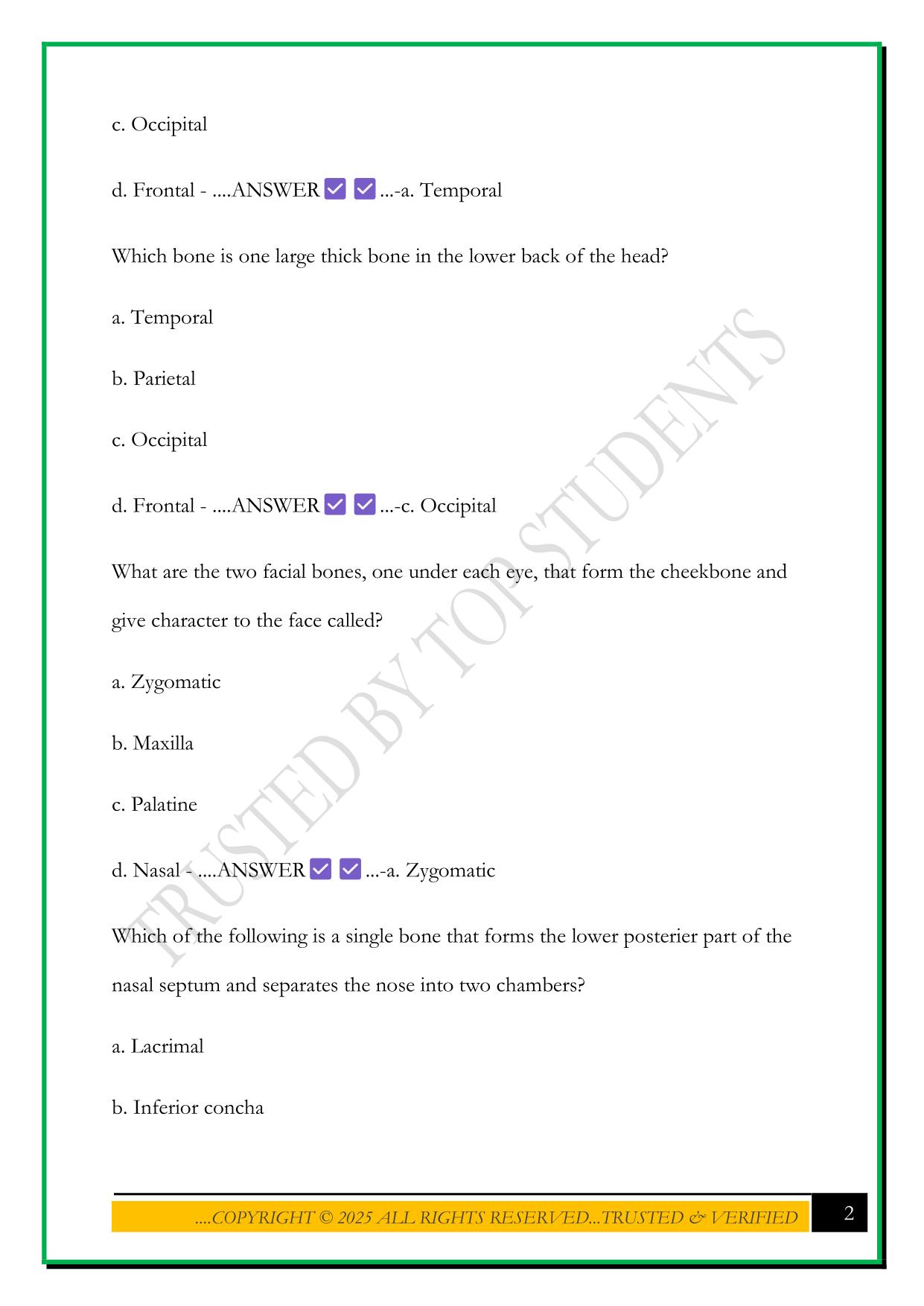 HOSA DENTAL TERMINOLOGY (ROUND 1 TEST) 2025 QUESTIONS AND ANSWERS