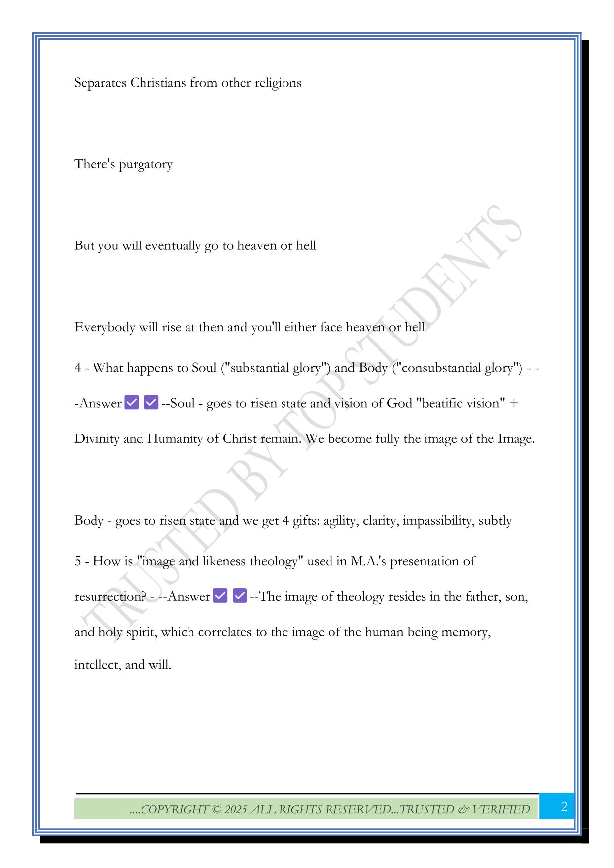 UST Med Theo 230 - Final Exam – McMichael 2025 Questions and Answers