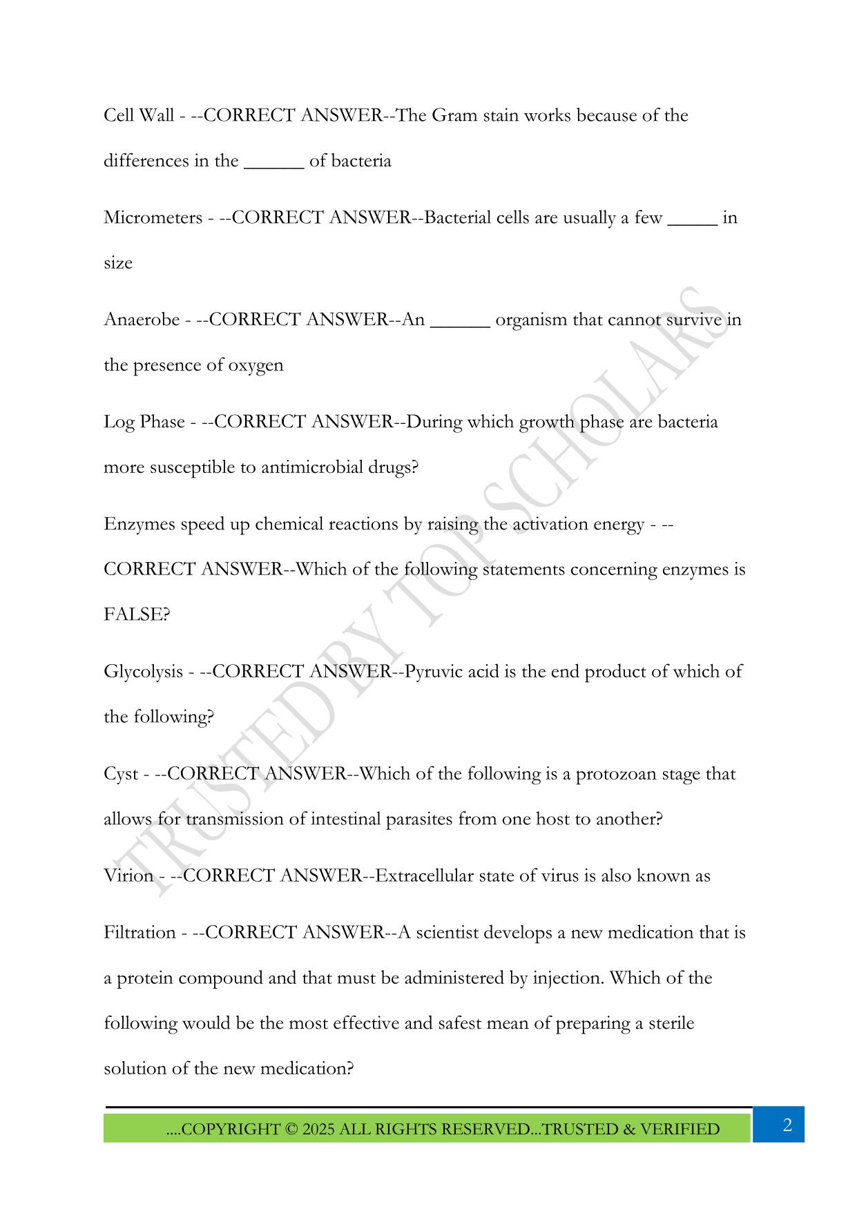 Microbiology (Bio 242) Final Study Guide 2025 Questions and Answers