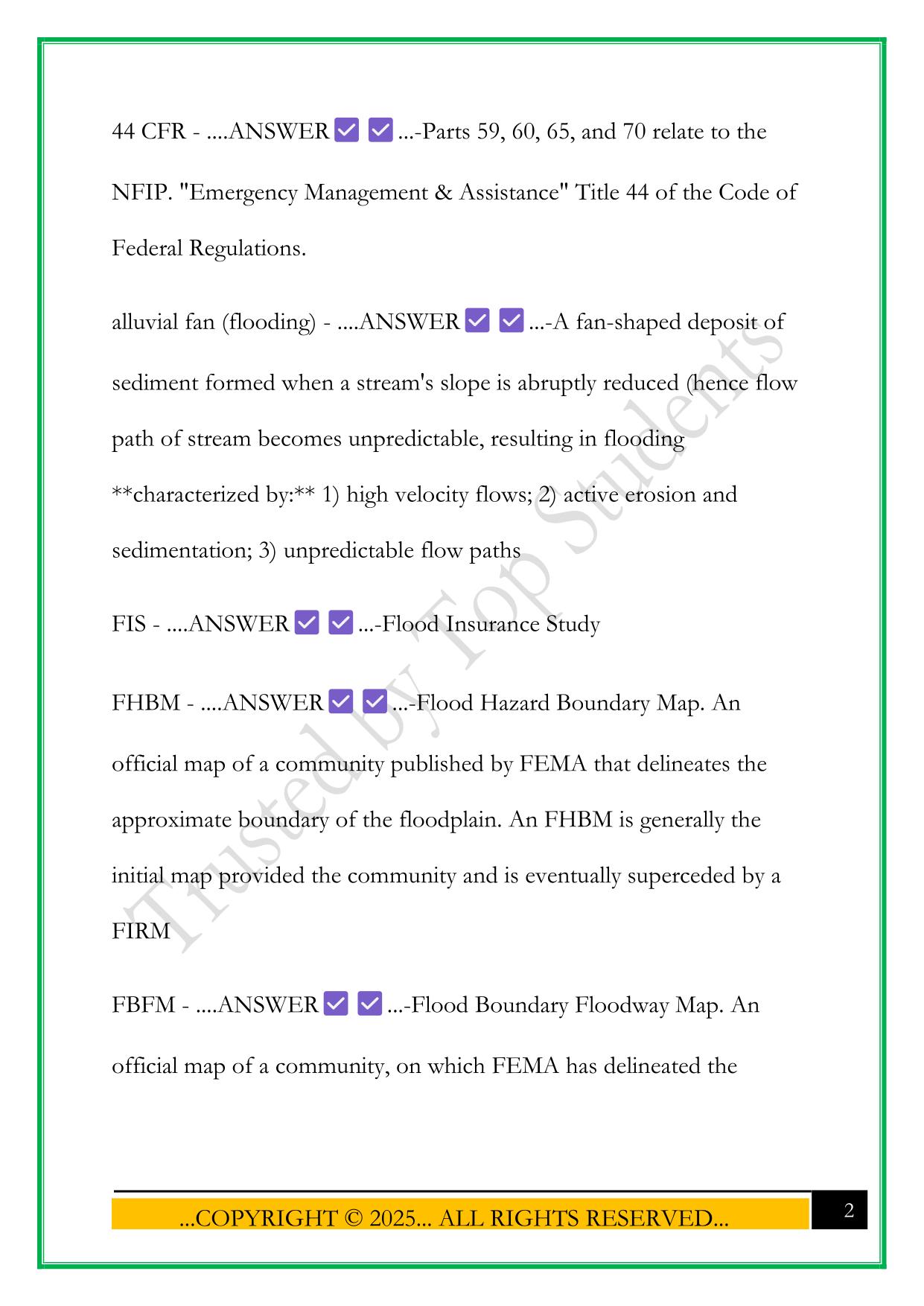 CERTIFIED FLOODPLAIN MANAGER EXAM 2025 QUESTIONS AND ANSWERS
