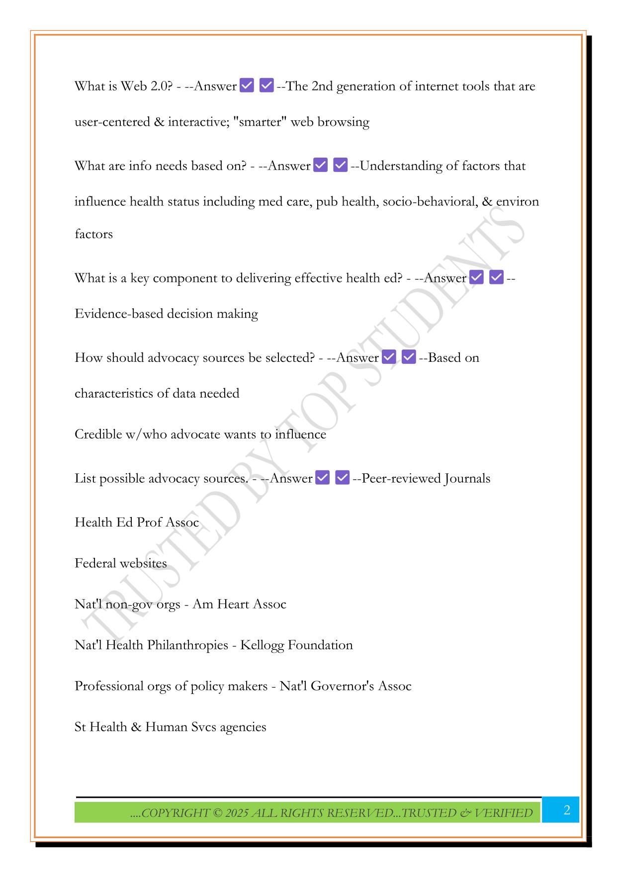 CHES Area VII Exam 2025 Questions and Answers