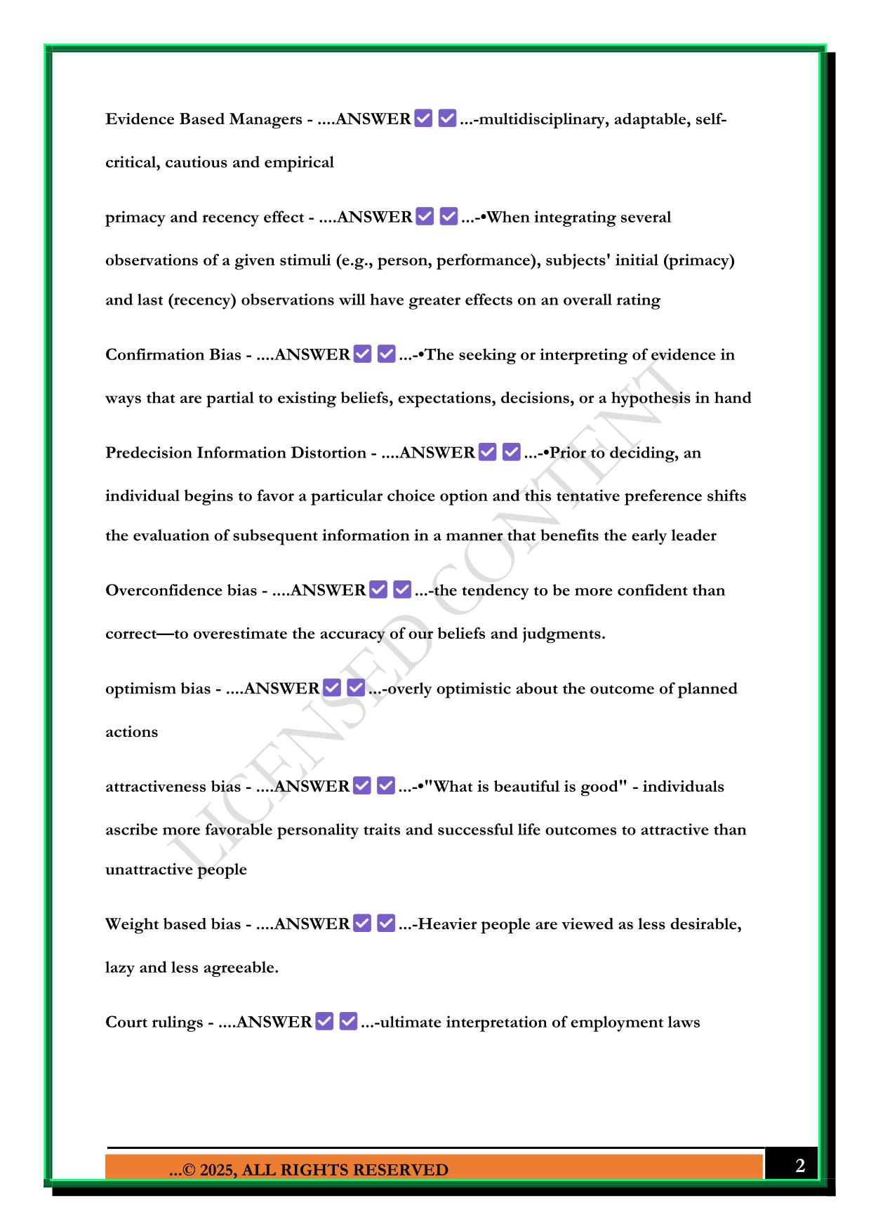 MAN 6366 FINAL EXAM 2025 QUESTIONS AND ANSWERS