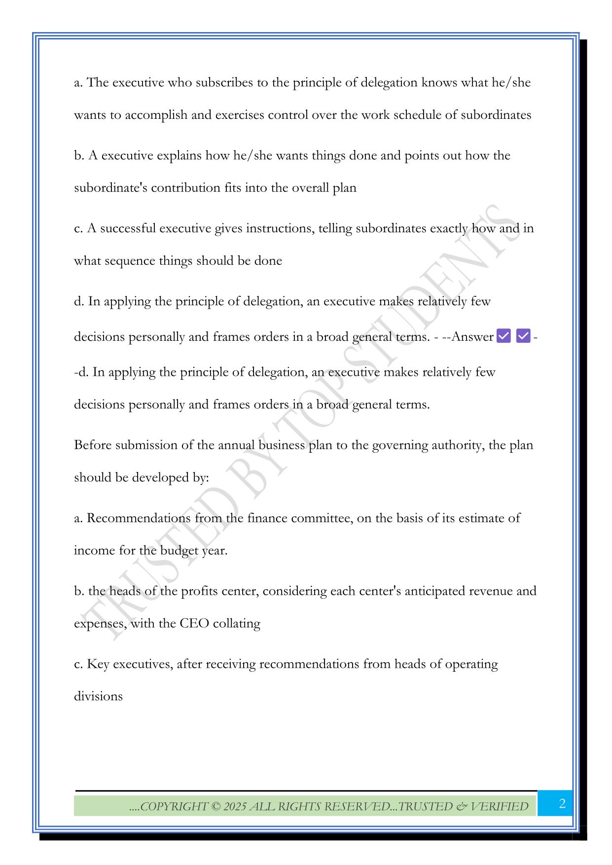 ACHE - BOG Exam - Additional Sample Questions 2025 with Answers