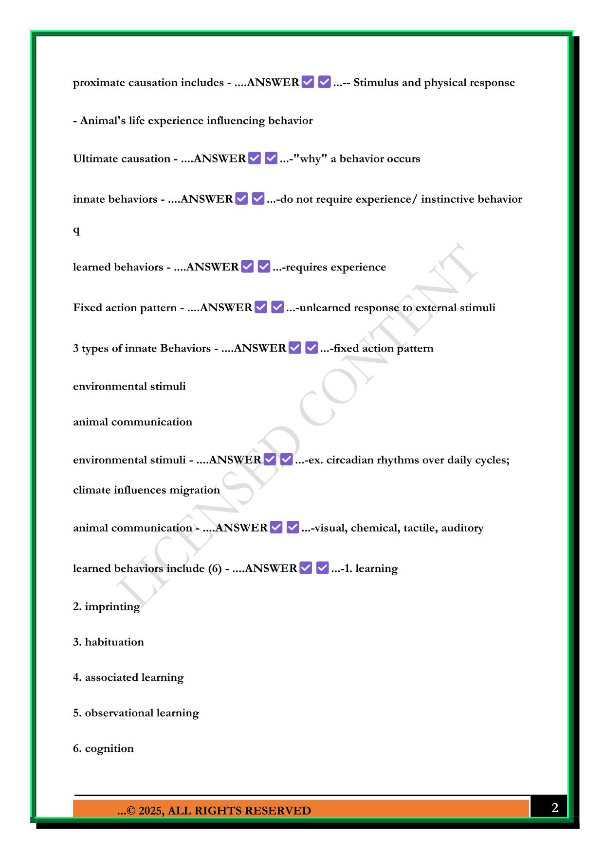 BIO100 EXAM 4 2025 QUESTIONS AND ANSWERS