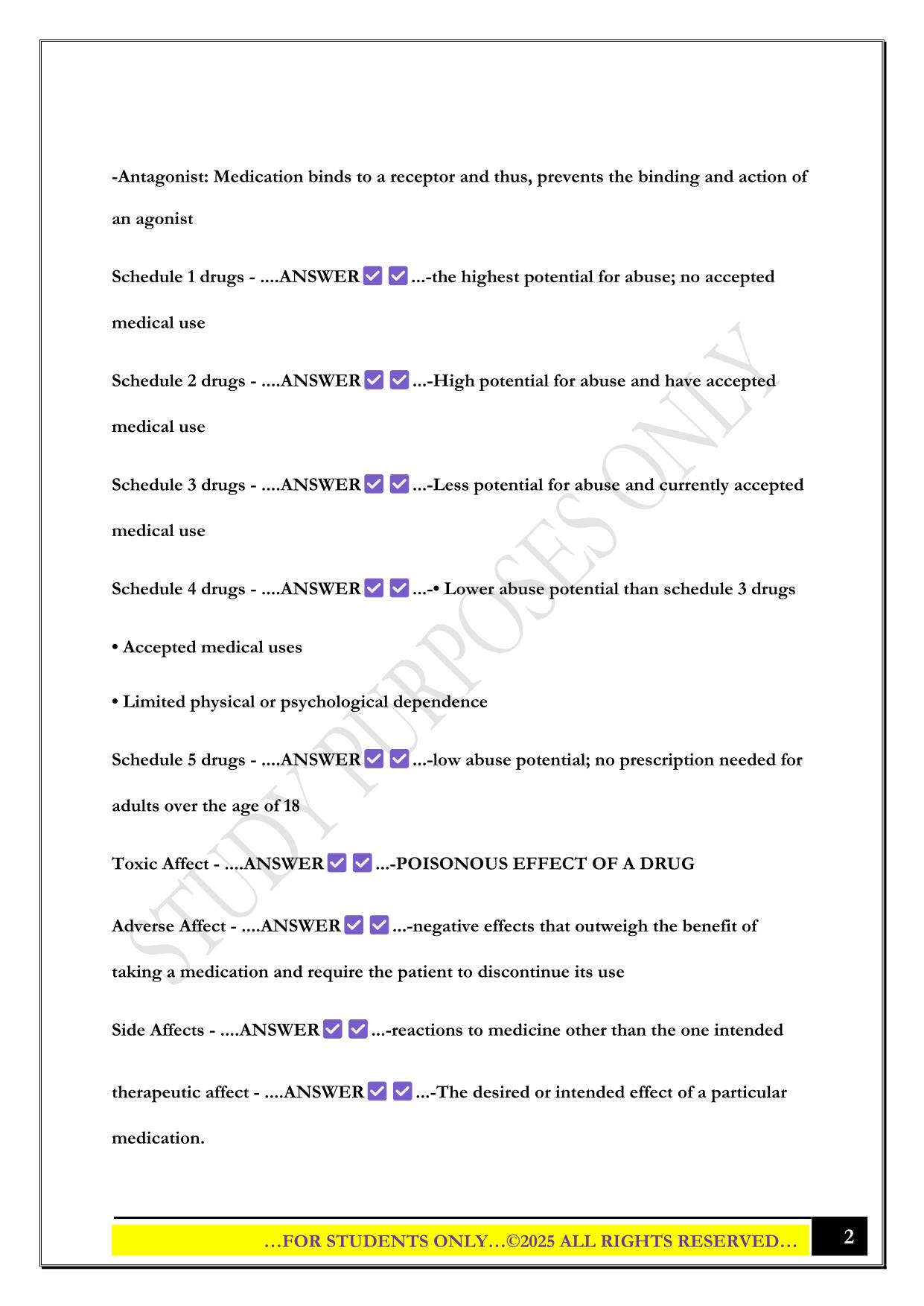 Straighterline Pharmacology Topic 1 Exam 2025 Questions and Answers