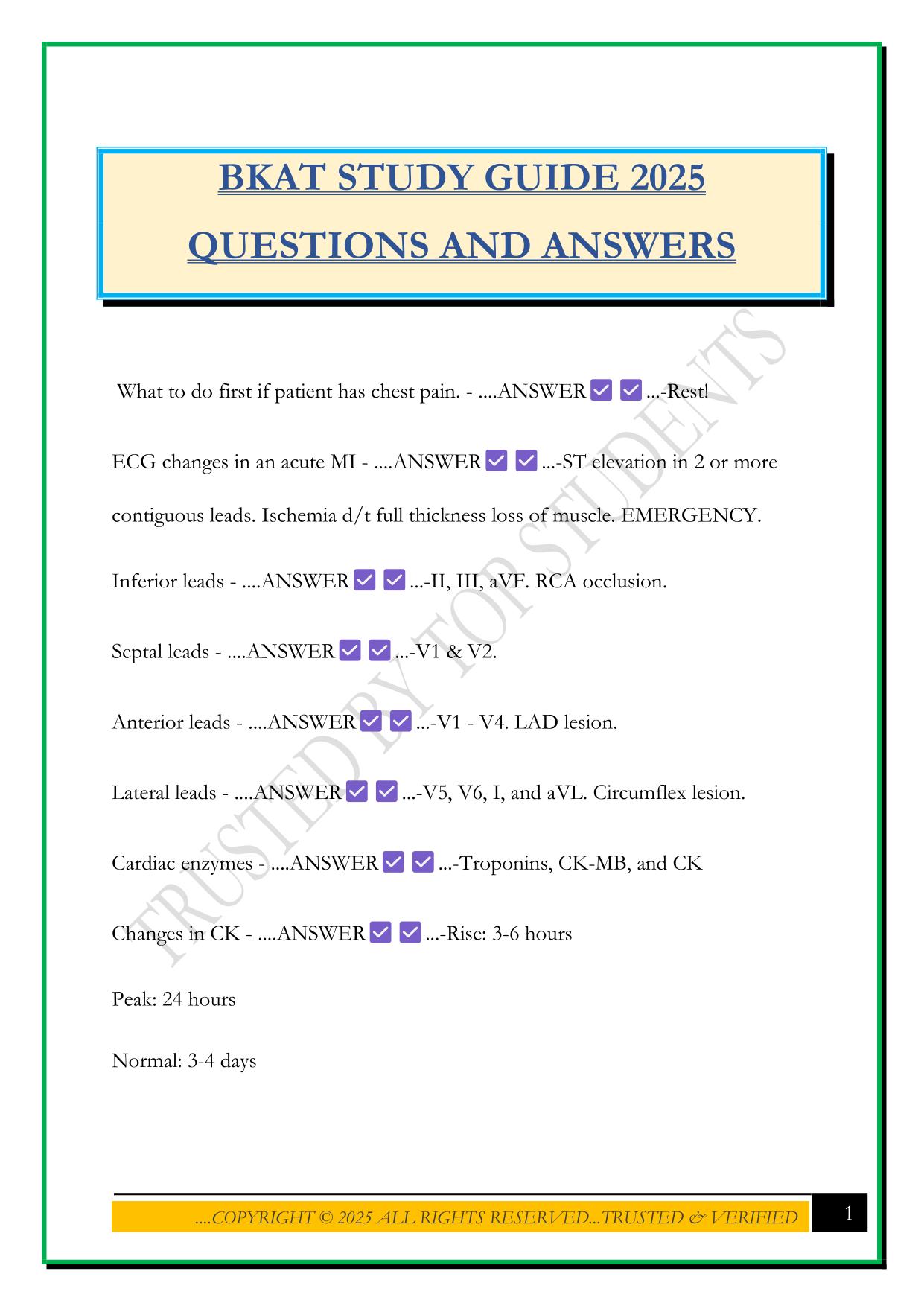 BKAT STUDY GUIDE 2025 QUESTIONS AND ANSWERS