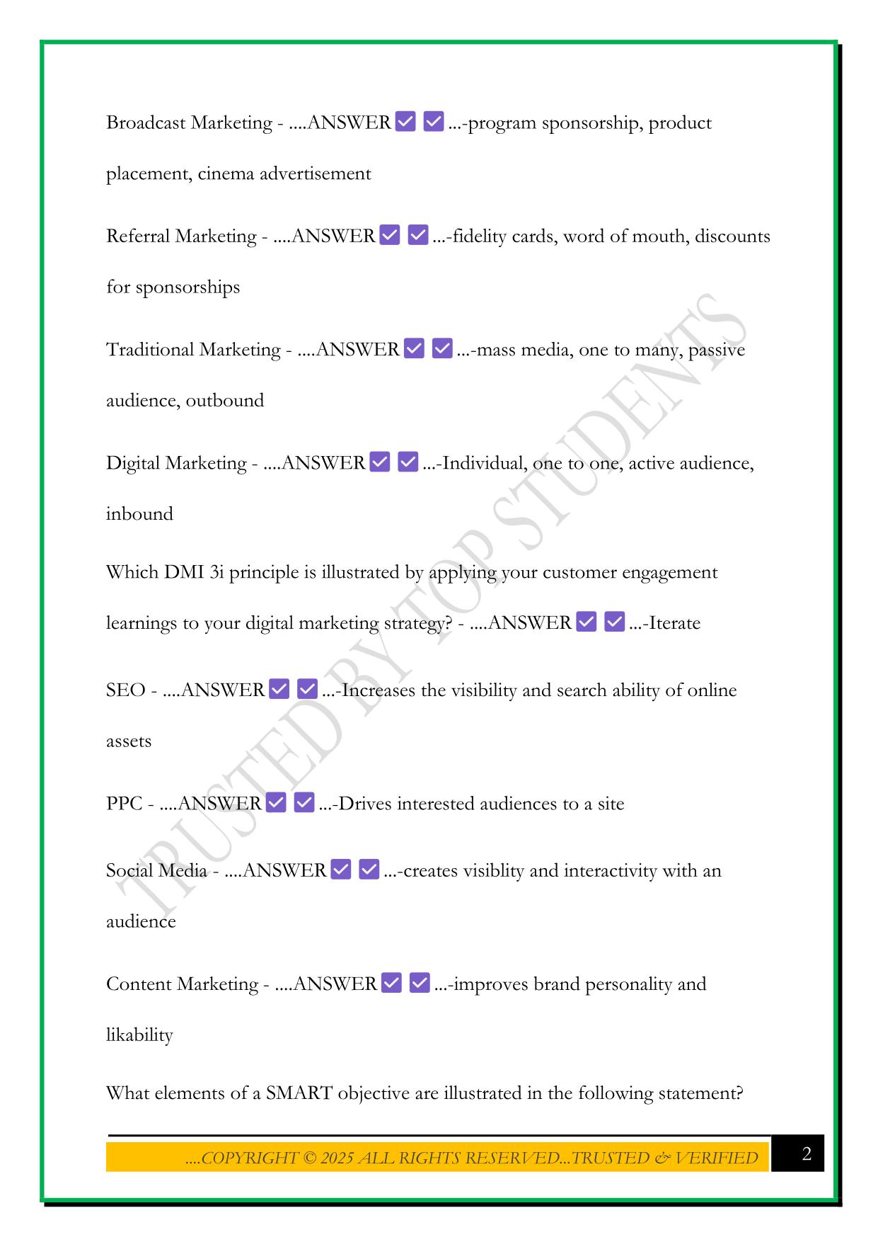 DMI QUIZ 2025 QUESTIONS AND ANSWERS