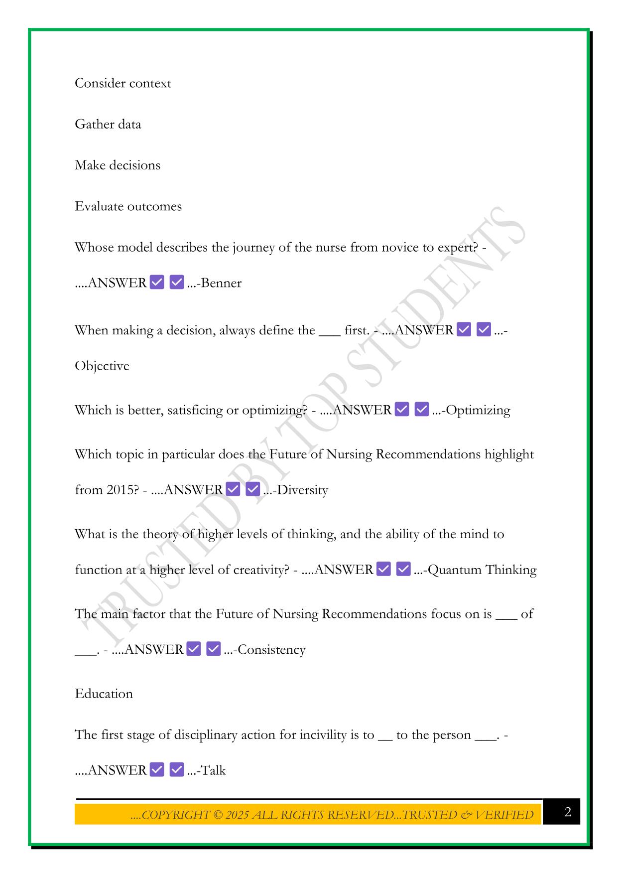 LEADERSHIP & MANAGEMENT FINAL EXAM 2025 QUESTIONS AND ANSWERS