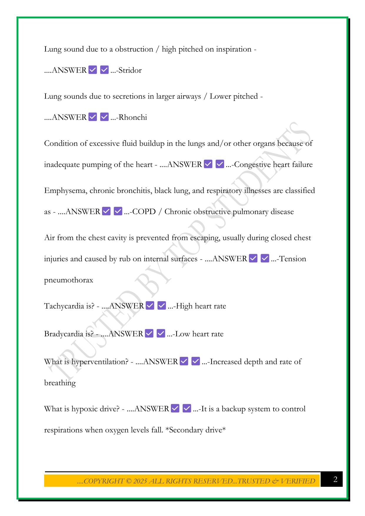 FISDAP AIRWAY, VENTILATION, AND RESPIRATORY EXAM 2025 QUESTIONS AND ANSWERS