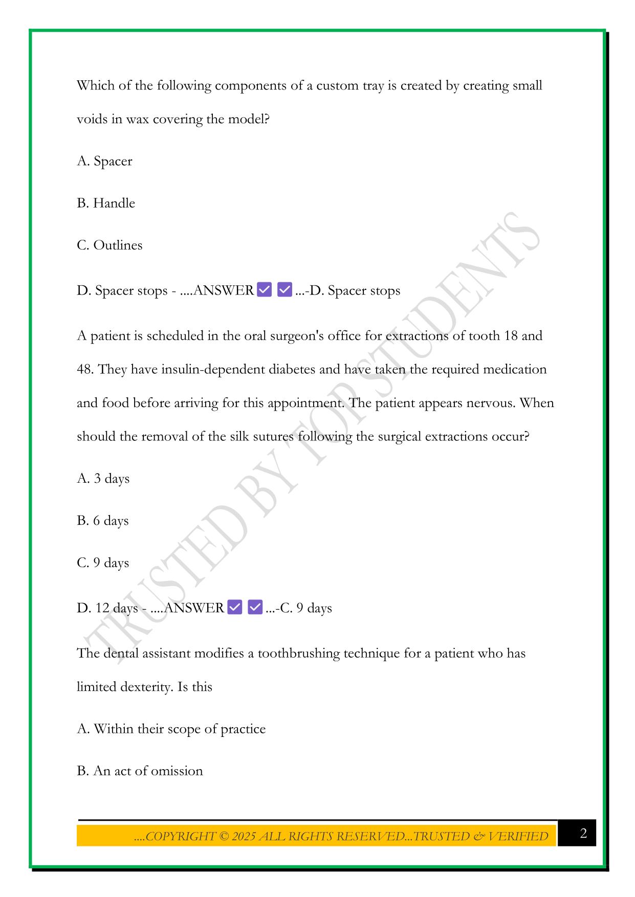 NDAEB PRACTICE EXAM 2025 QUESTIONS AND ANSWERS