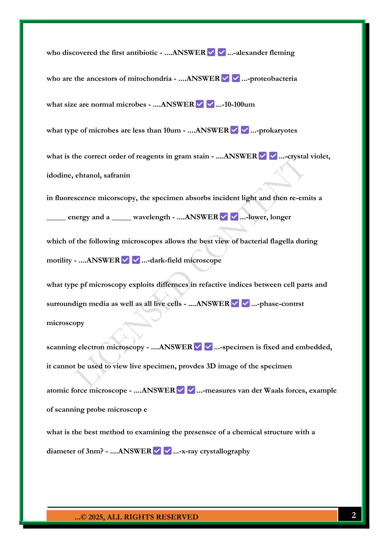 MBIO 3401 EXAM 1 ZHANG 2025 QUESTIONS AND ANSWERS
