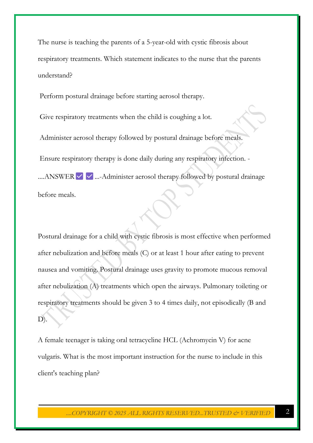 EVOLVE HESI PEDS PRACTICE QUESTIONS 2025 WITH CORRECT ANSWERS