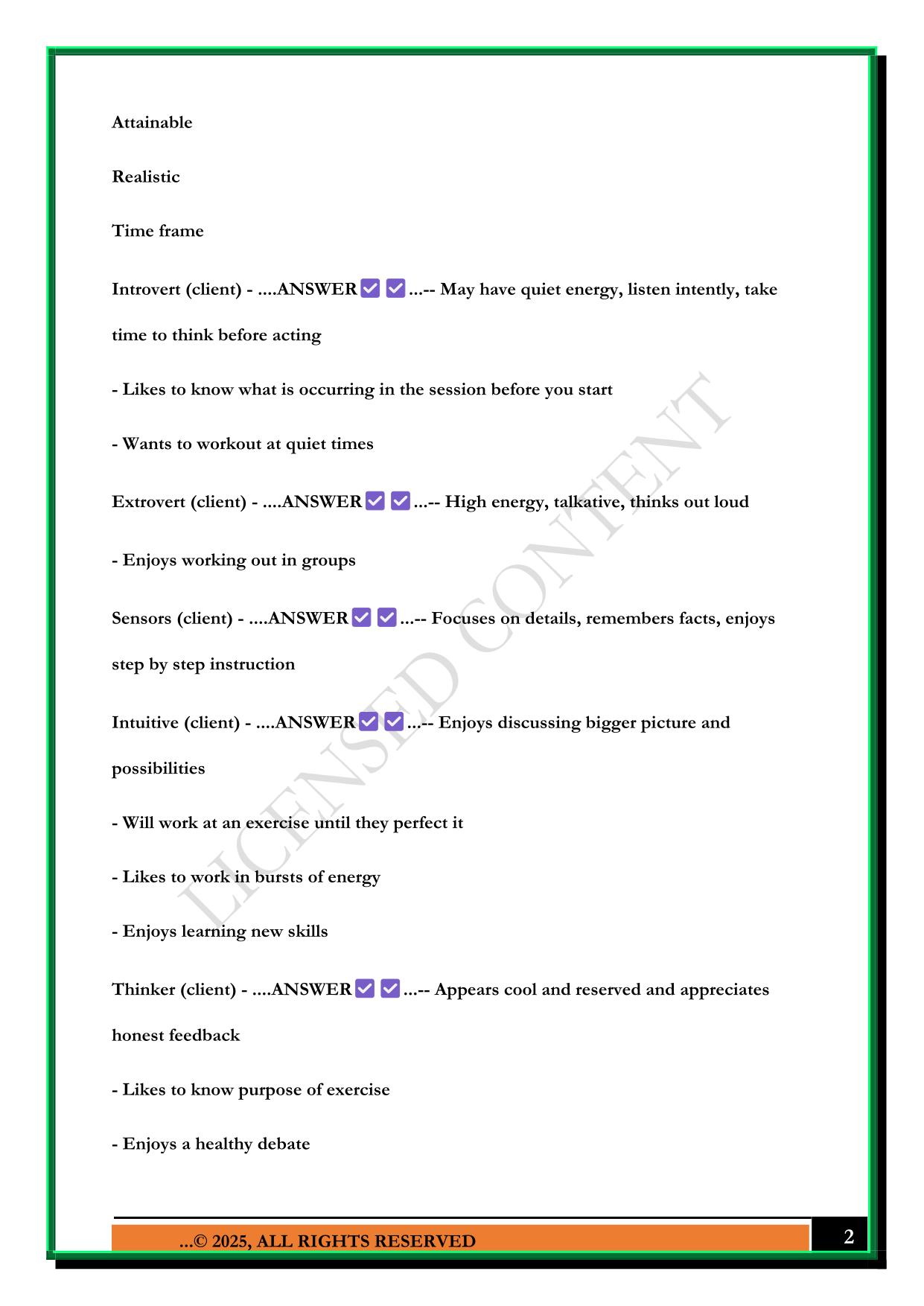 CANFITPRO THEORY EXAM 2025 QUESTIONS AND ANSWERS