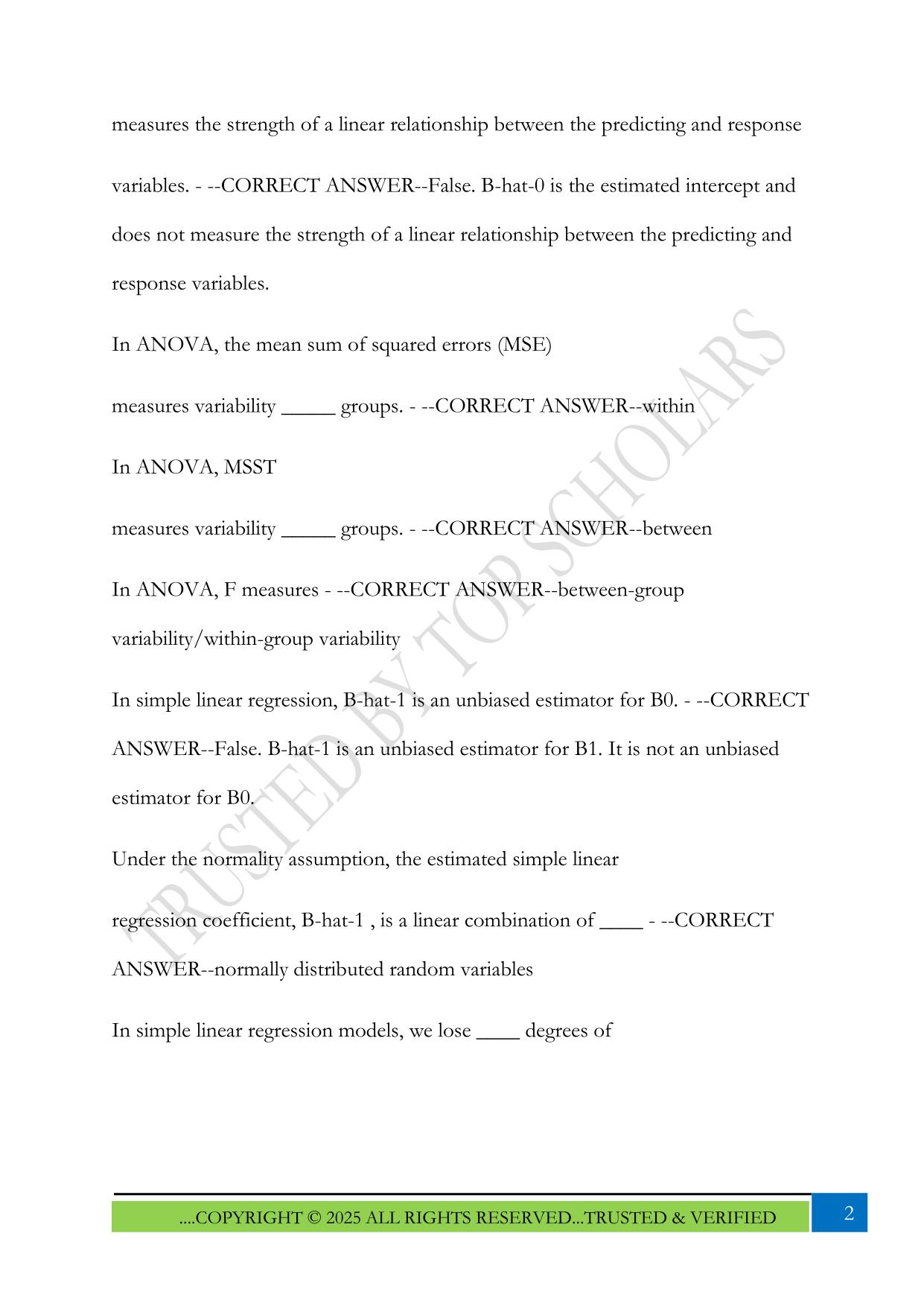 ISYE 6414 – homeworks Exam 2025 Questions and Answers