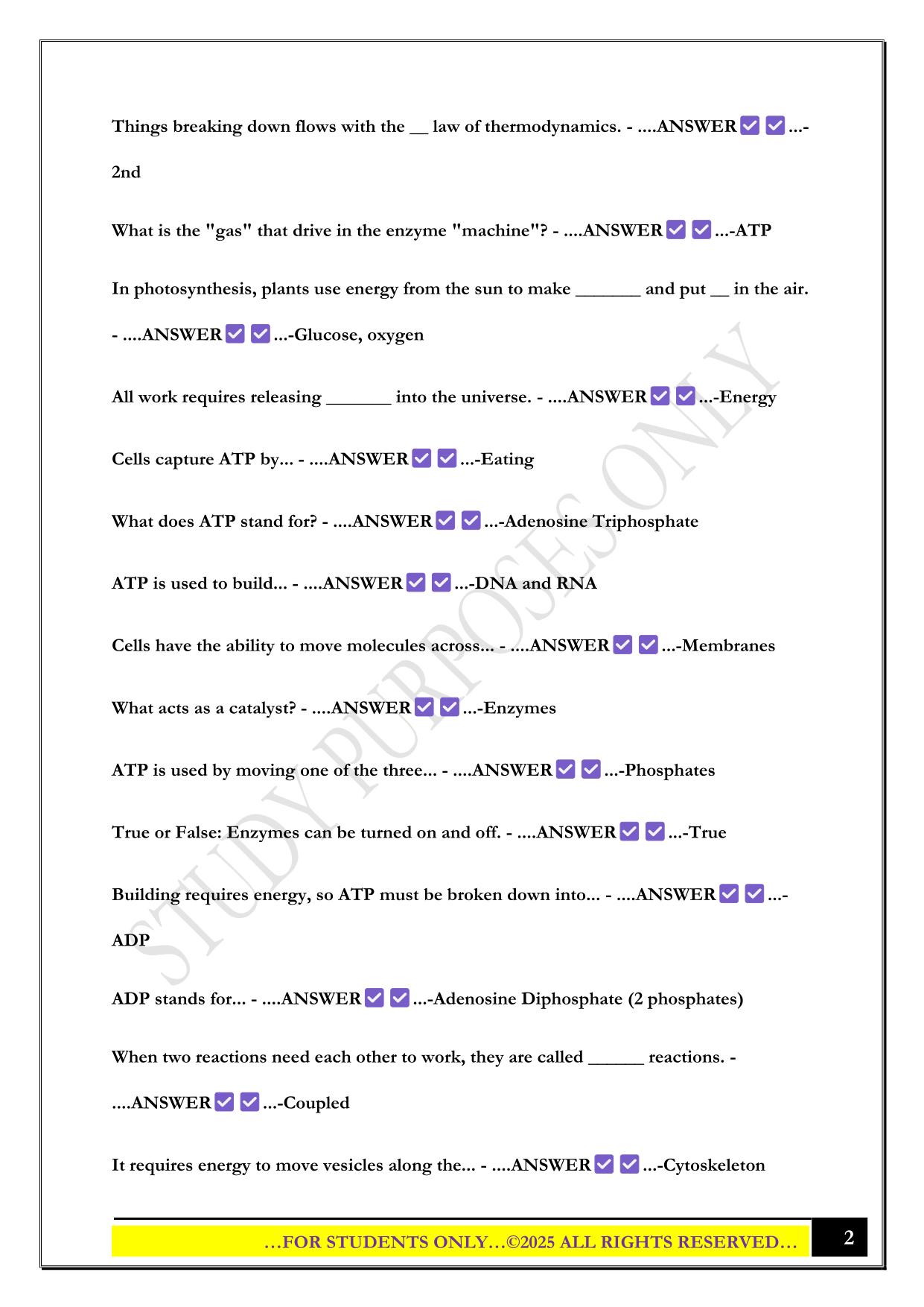 Bio 100 Lecture (Quiz 5) Questions and Answers