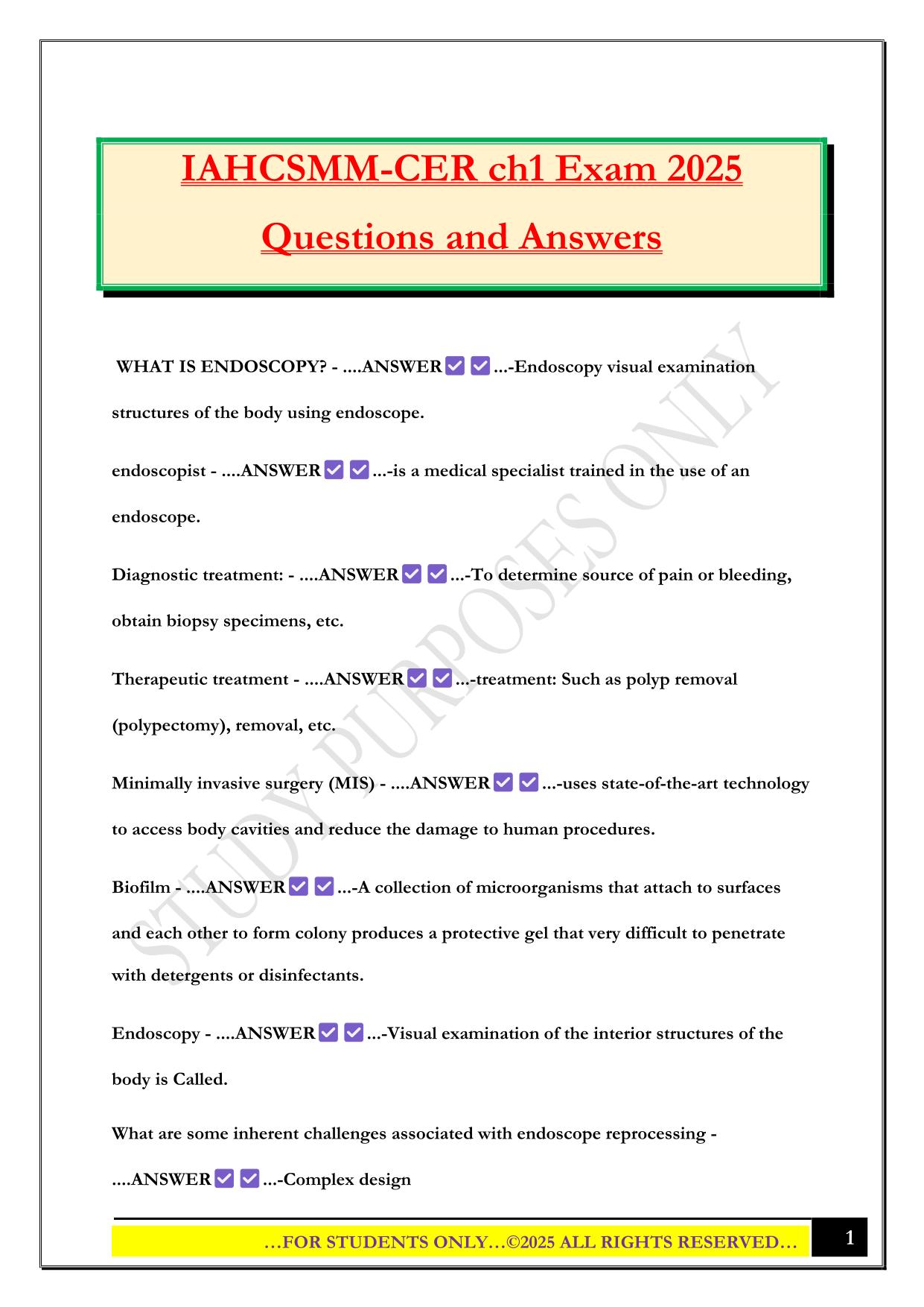 CER Bundled Exams 2025/2026 |Questions and Answers |100% Pass