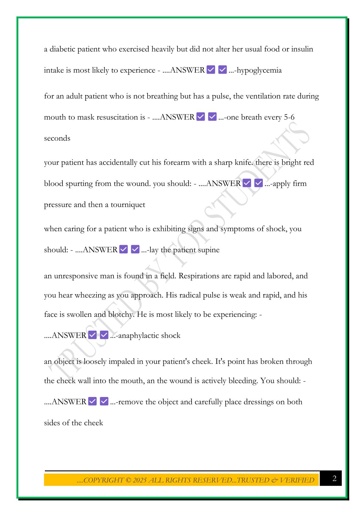 FIRST RESPONDER FINAL EXAM 2025 QUESTIONS AND ANSWERS
